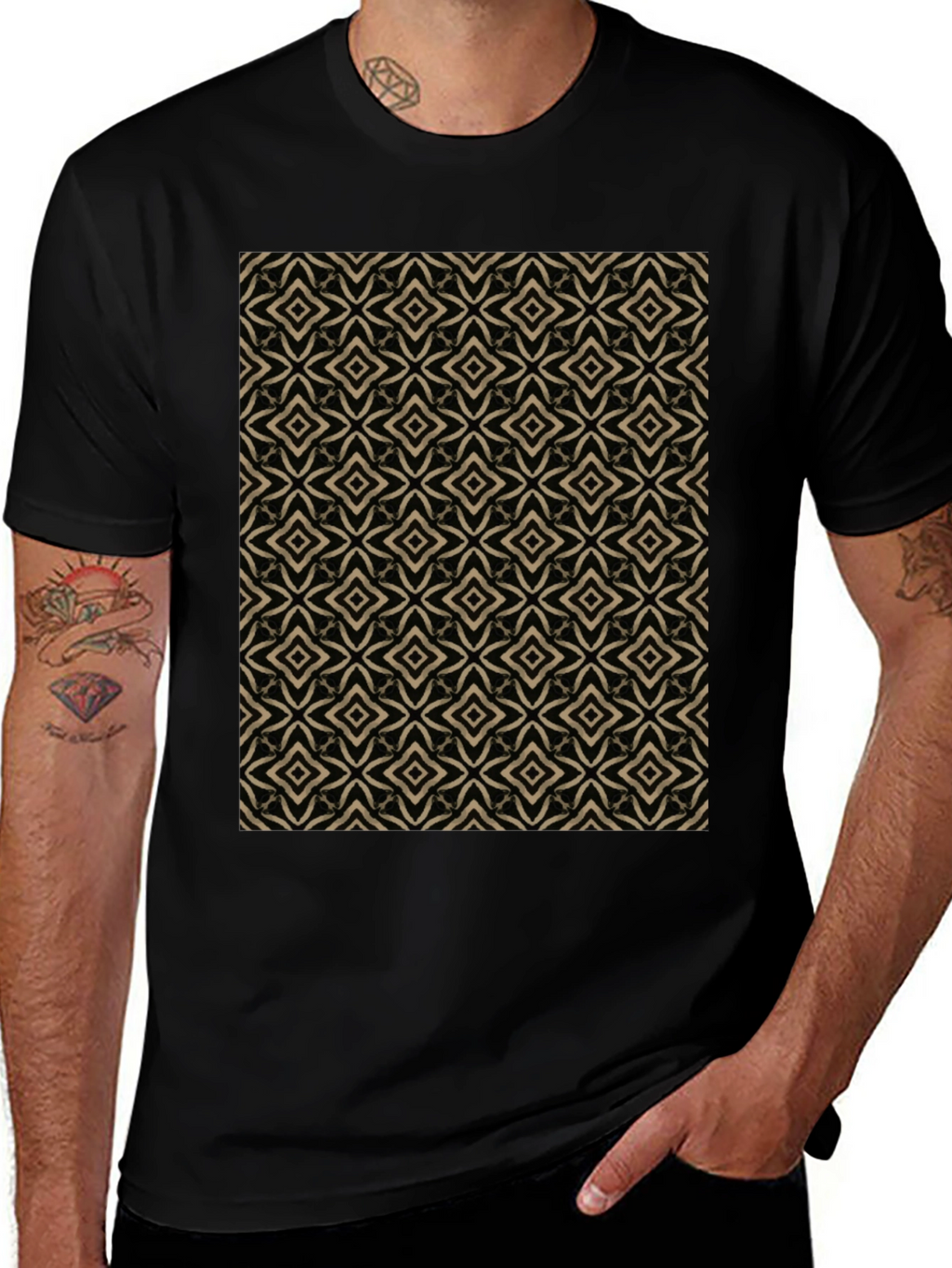 Geometric Pattern Black T-Shirt