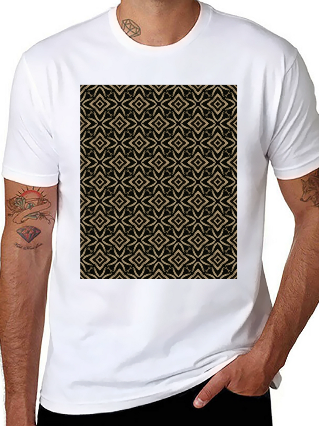 Geometric Pattern Black T-Shirt