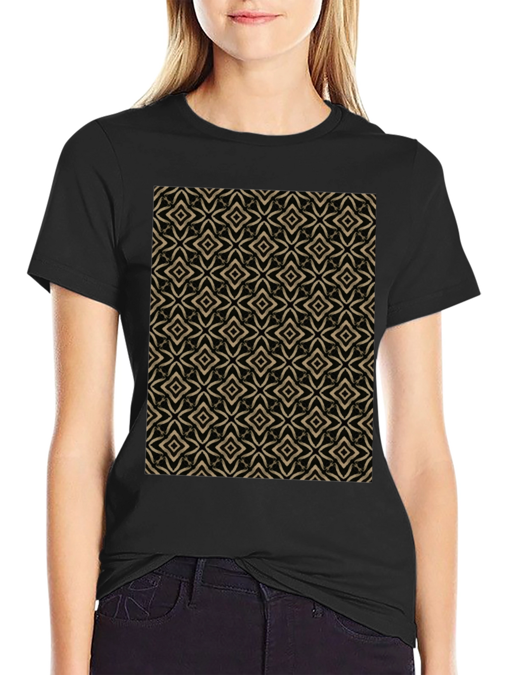 Geometric Pattern Black T-Shirt