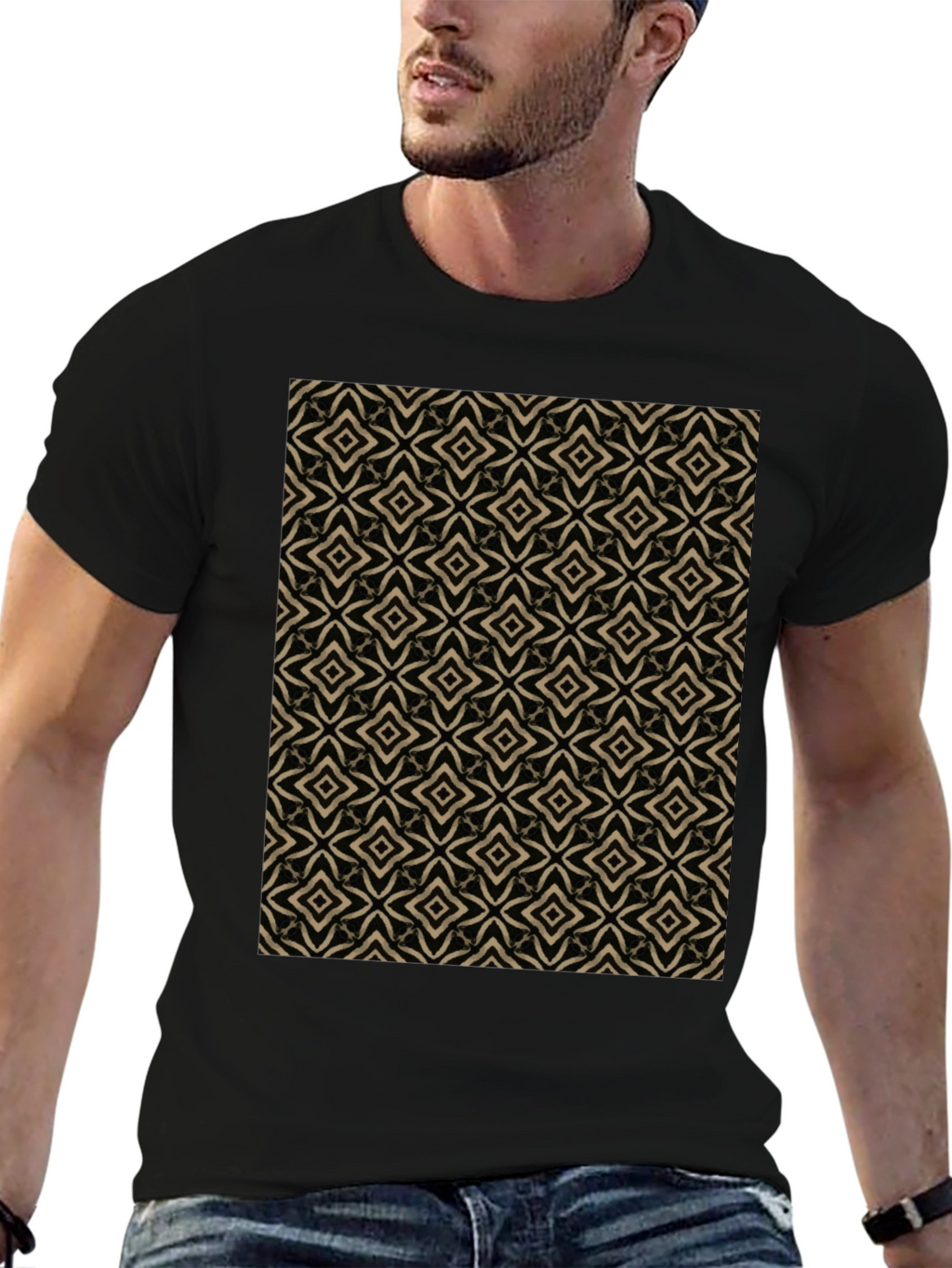 Geometric Pattern Black T-Shirt