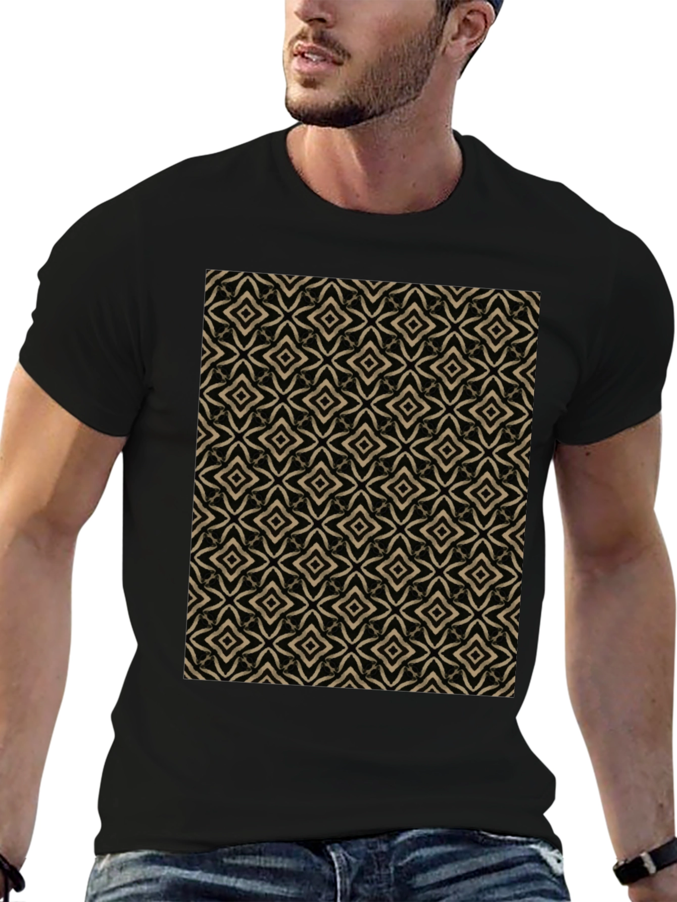 Geometric Pattern Black T-Shirt