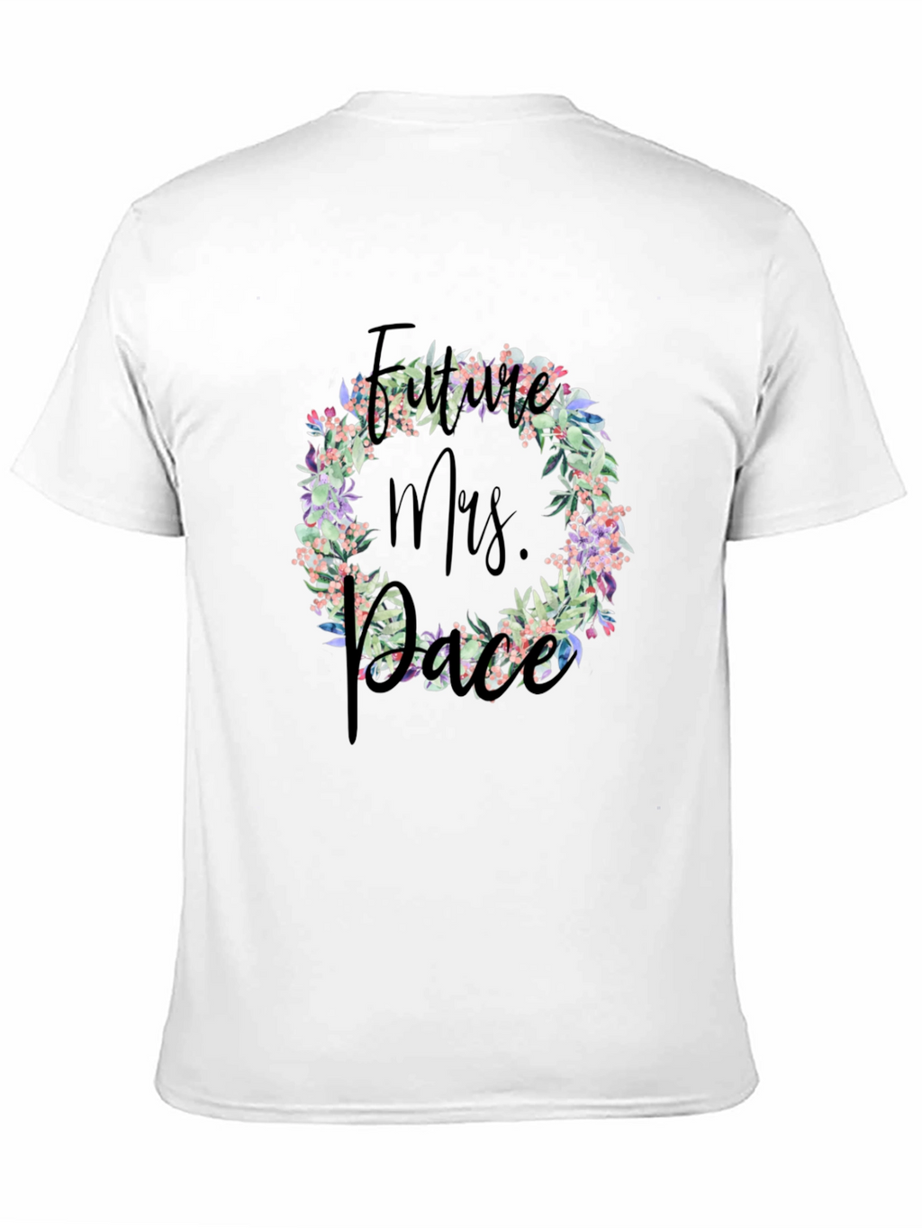 Future Mrs. Race Floral Wreath Black T-Shirt