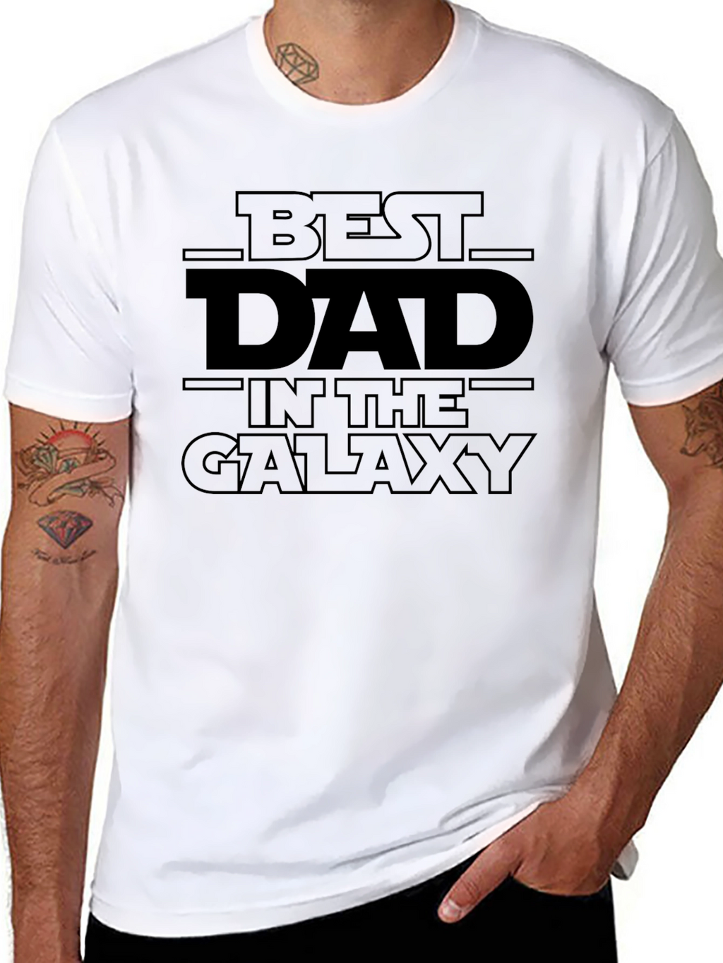 Best Dad in the Galaxy Black Graphic T-Shirt
