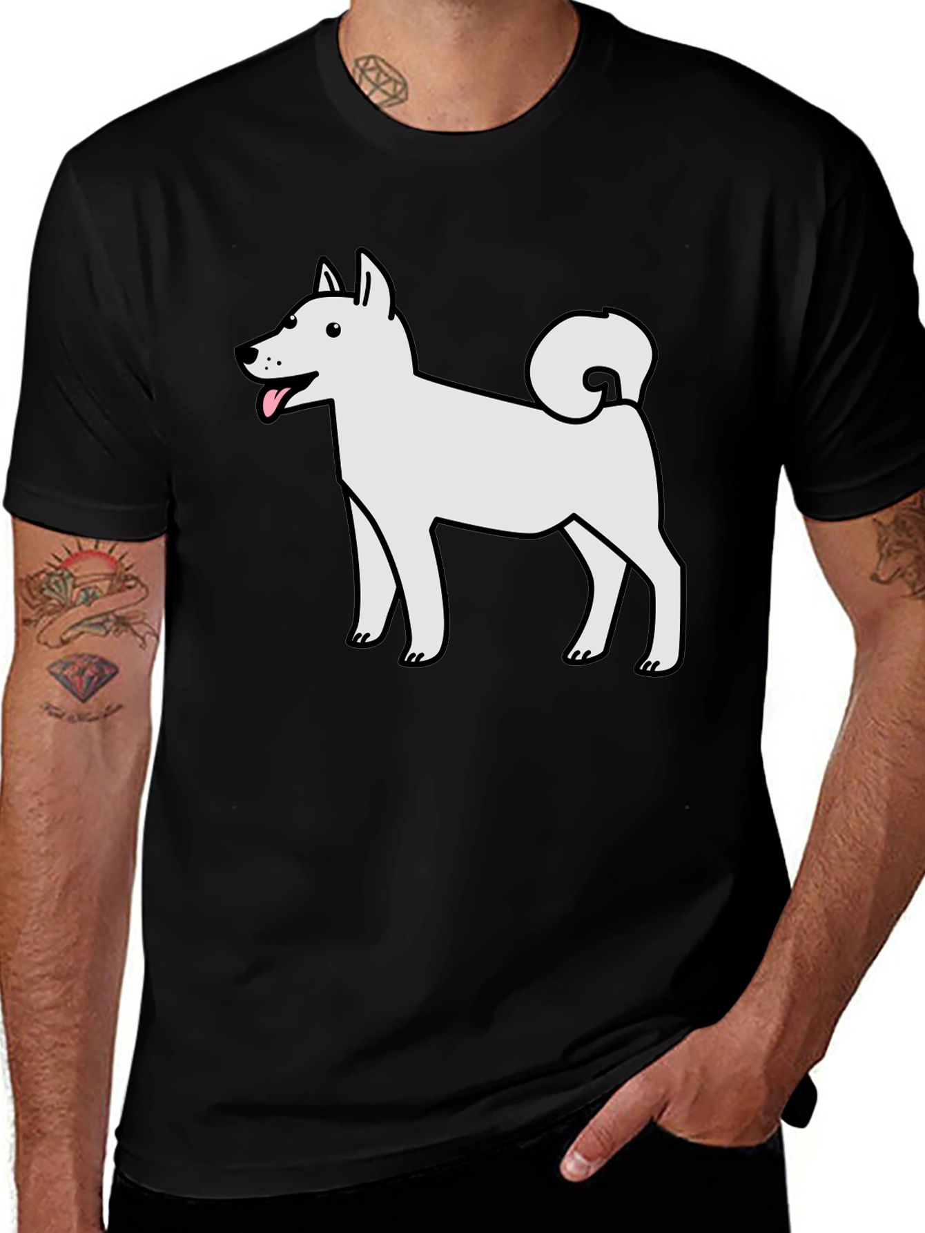 Cartoon White Dog T-Shirt – Cute Dog Lover Graphic Tee