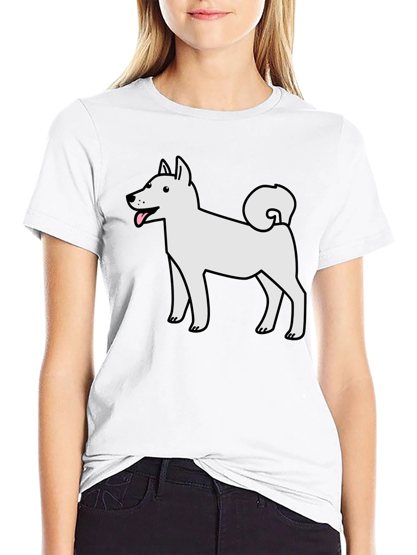 Cartoon White Dog T-Shirt – Cute Dog Lover Graphic Tee