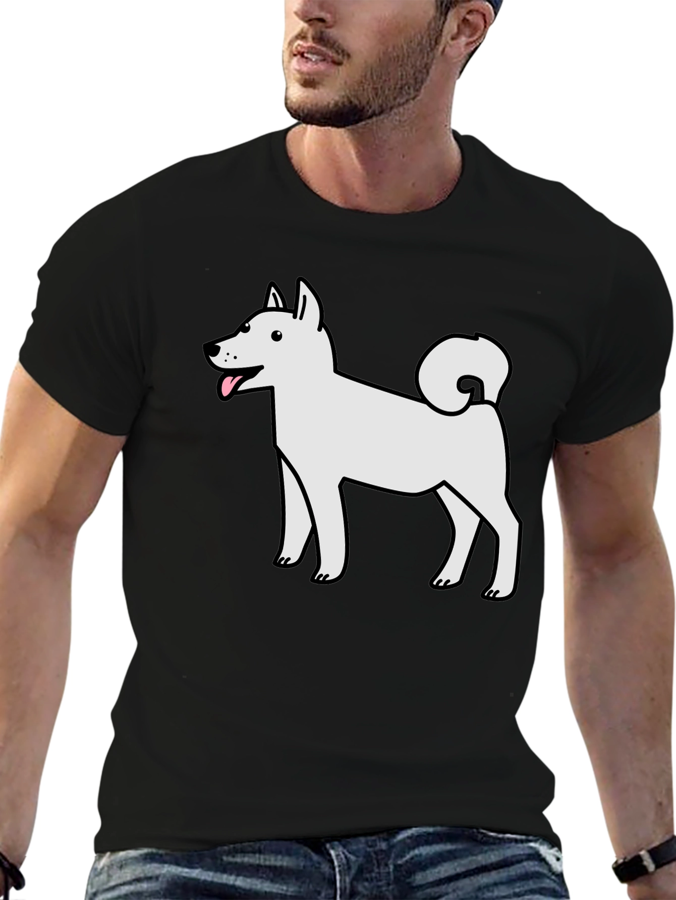 Cartoon White Dog T-Shirt – Cute Dog Lover Graphic Tee
