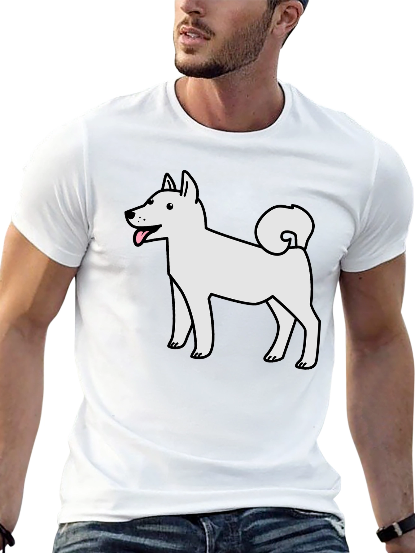 Cartoon White Dog T-Shirt – Cute Dog Lover Graphic Tee