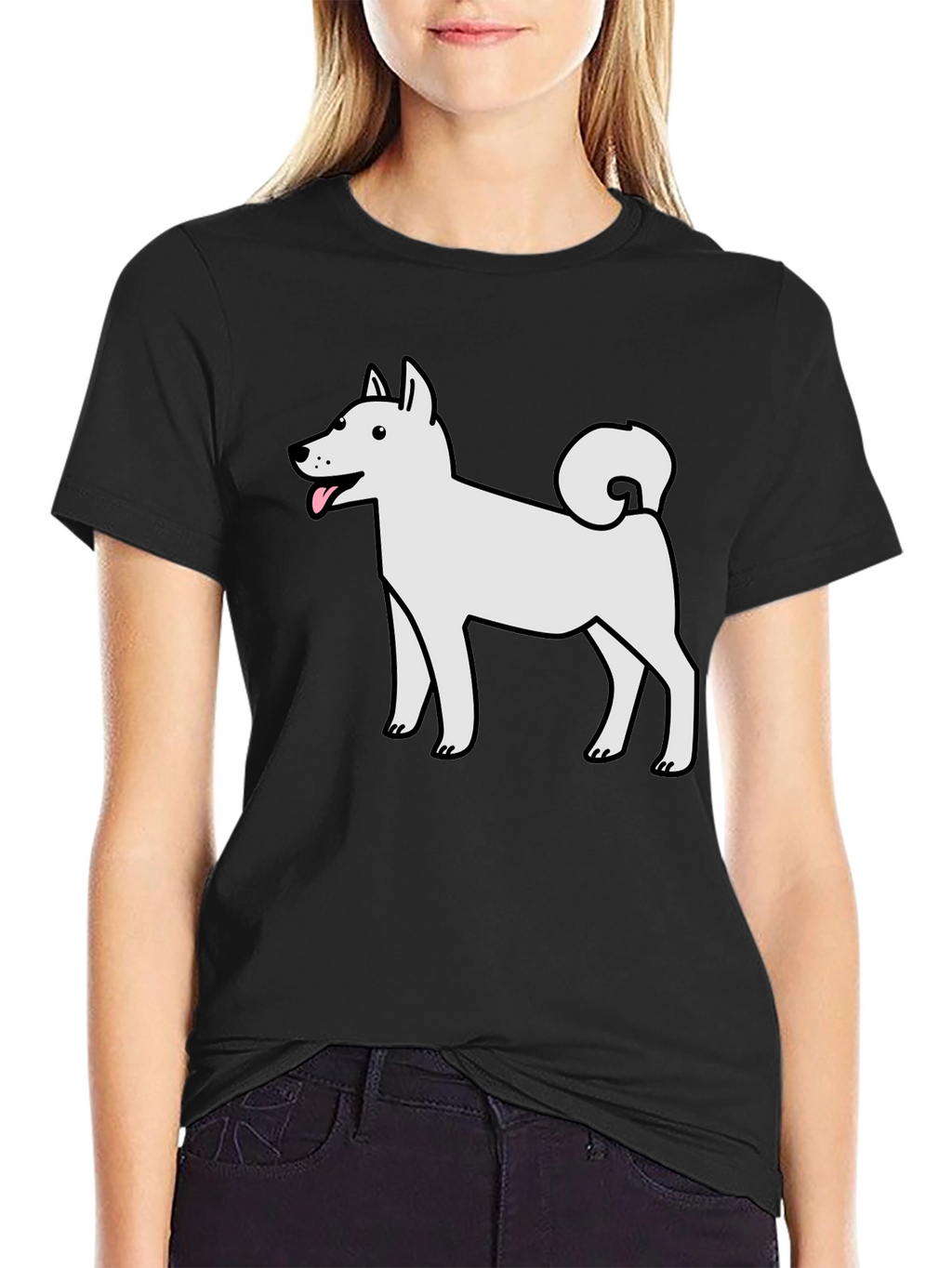 Cartoon White Dog T-Shirt – Cute Dog Lover Graphic Tee