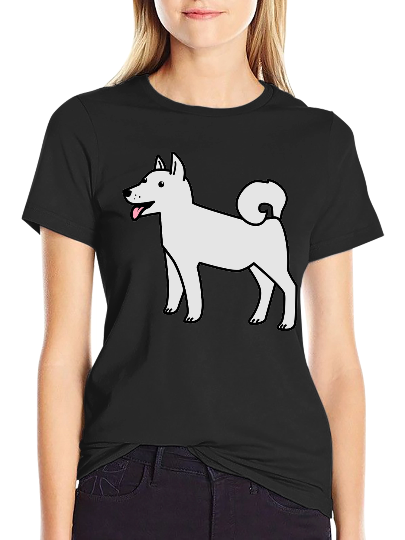 Cartoon White Dog T-Shirt – Cute Dog Lover Graphic Tee