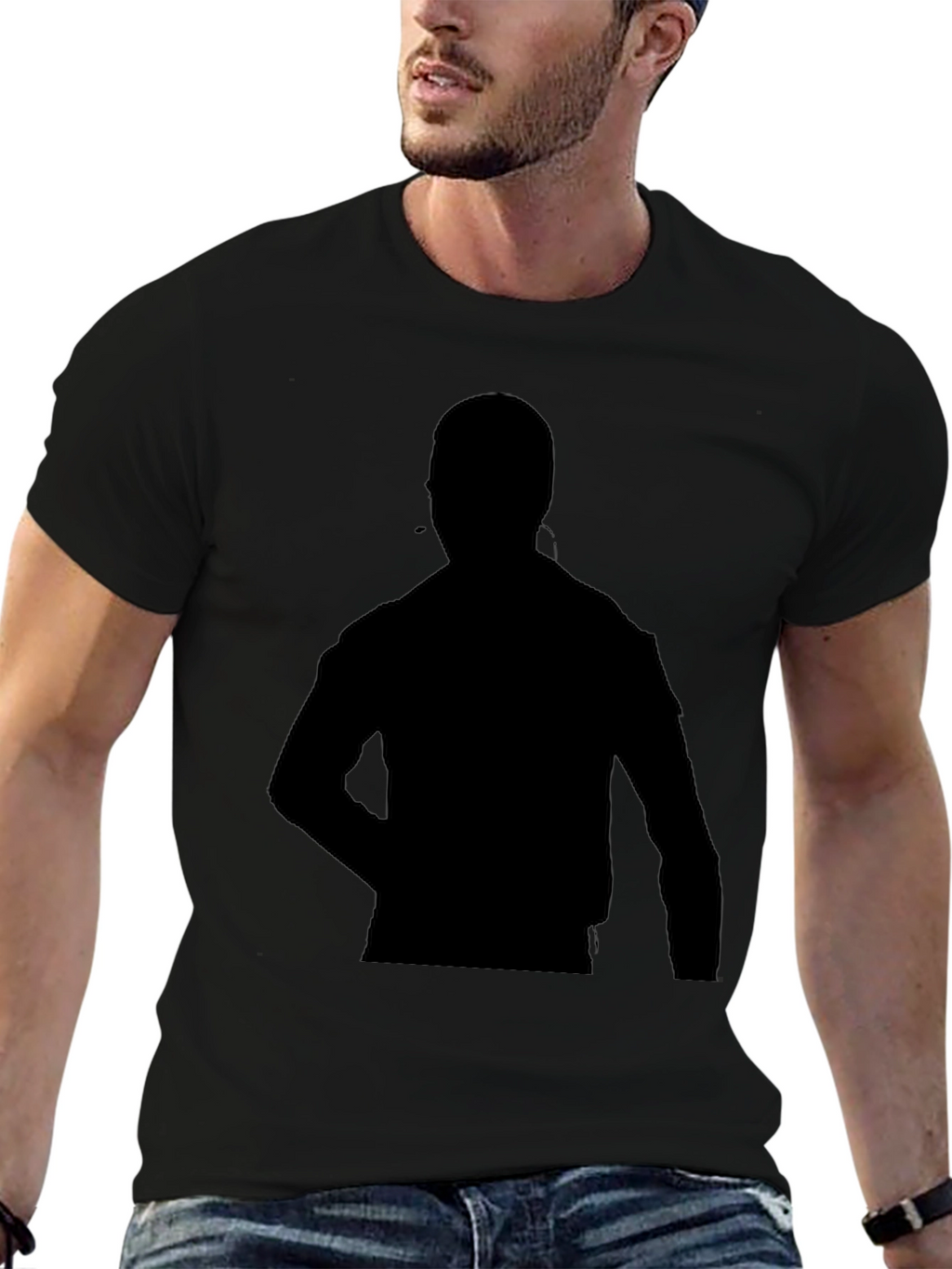 Silhouette Graphic Black Cotton T-Shirt