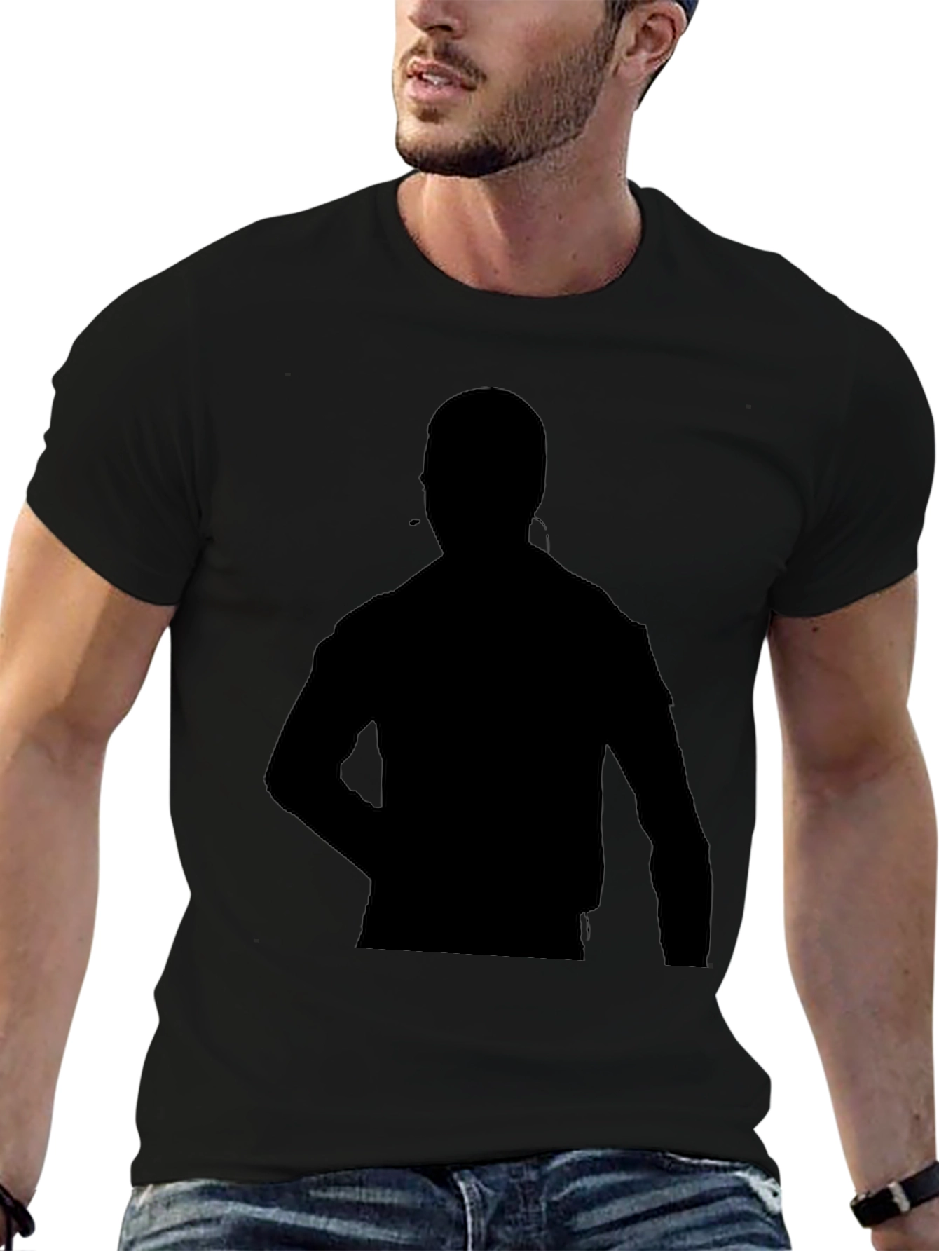 Silhouette Graphic Black Cotton T-Shirt