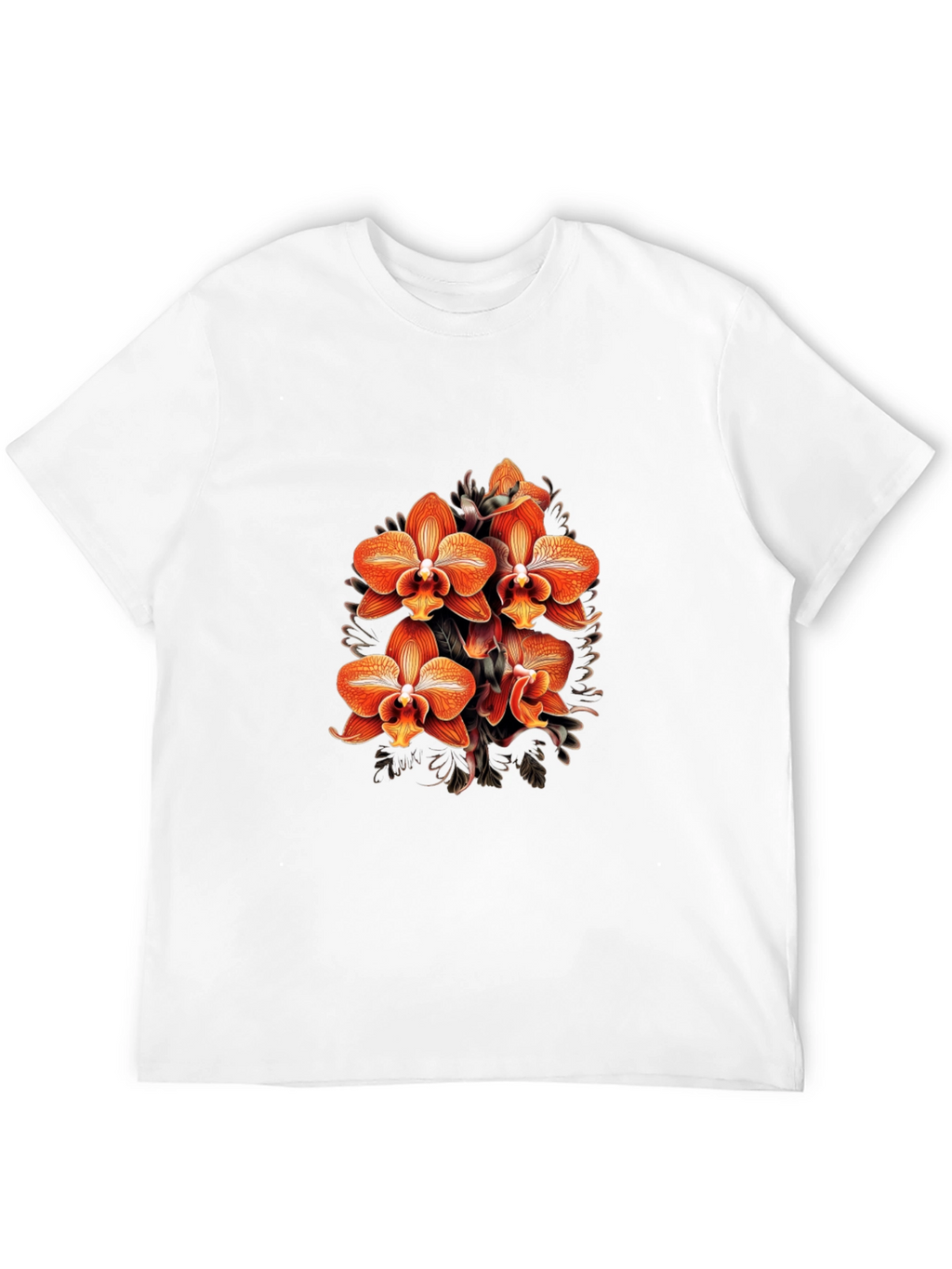 Floral Orchid Graphic Black T-Shirt