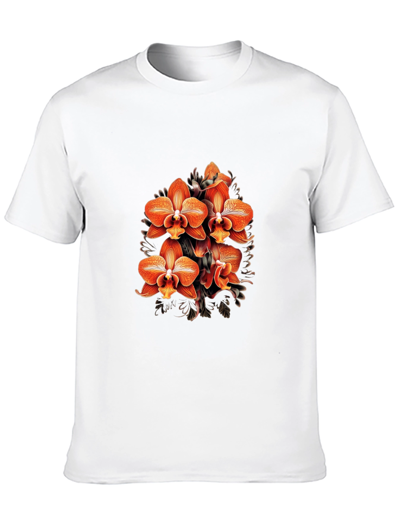 Floral Orchid Graphic Black T-Shirt