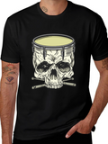 Skull Drummer Graphic T-Shirt - Rock Music Tee