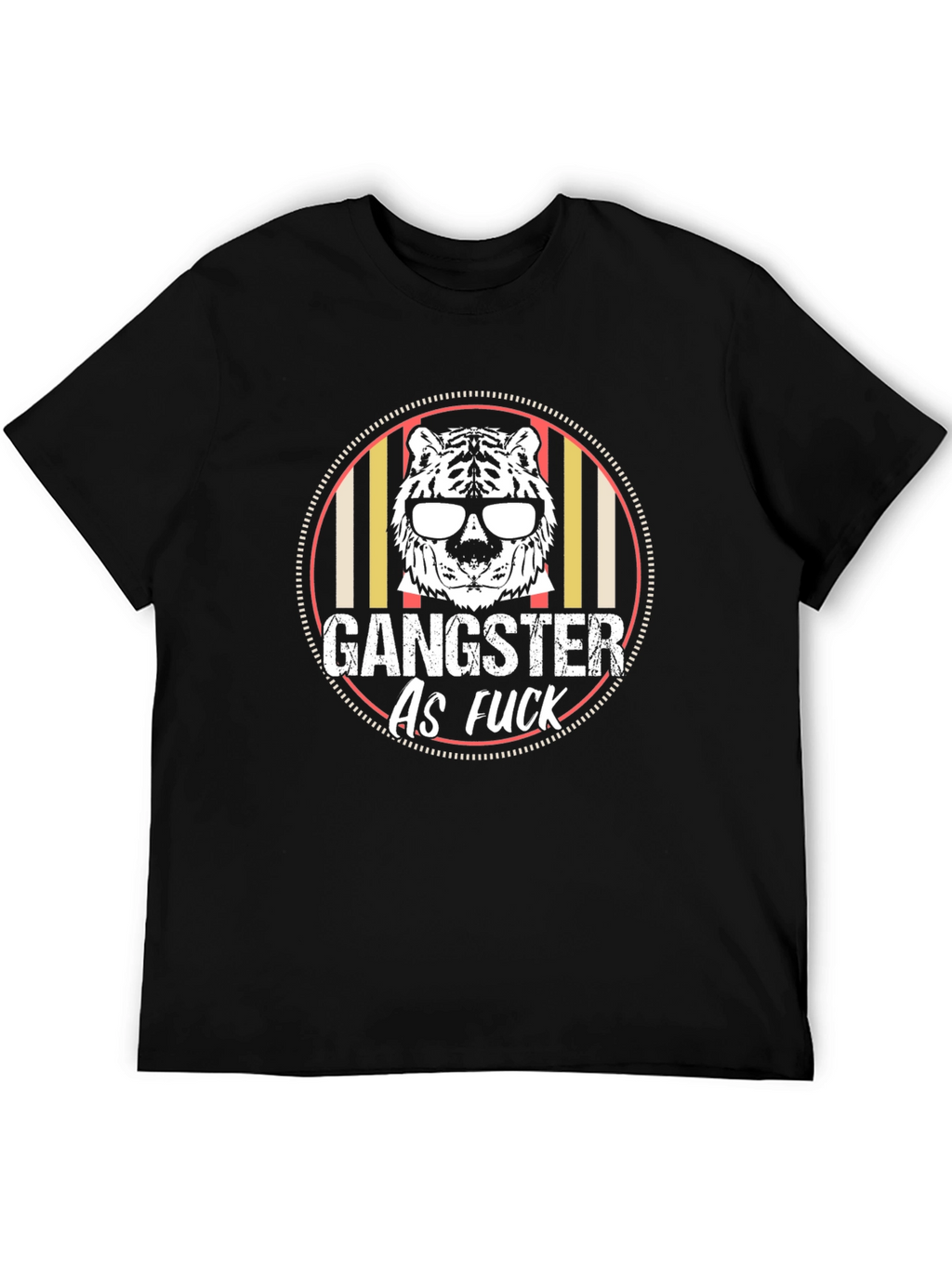 Gangster Tiger Graphic Tee - Black Crew Neck T-Shirt