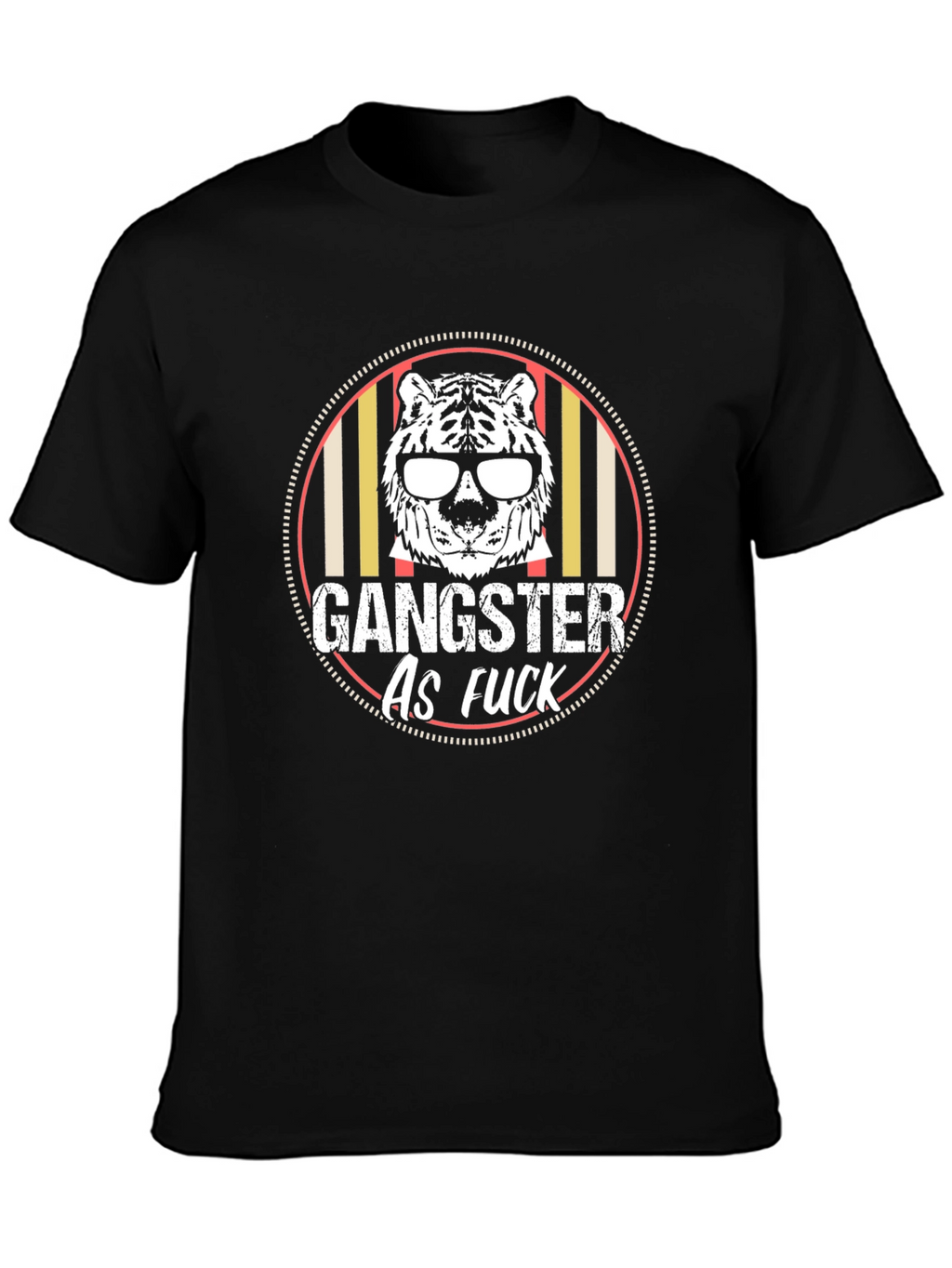 Gangster Tiger Graphic Tee - Black Crew Neck T-Shirt