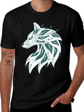 Wolf Graphic Print Tee - Mens Black T-Shirt