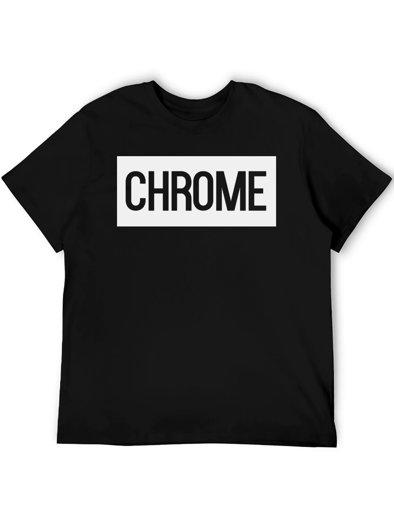 Chrome Text Graphic Tee - Stylish Black Cotton Blend