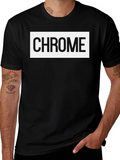 Chrome Text Graphic Tee - Stylish Black Cotton Blend