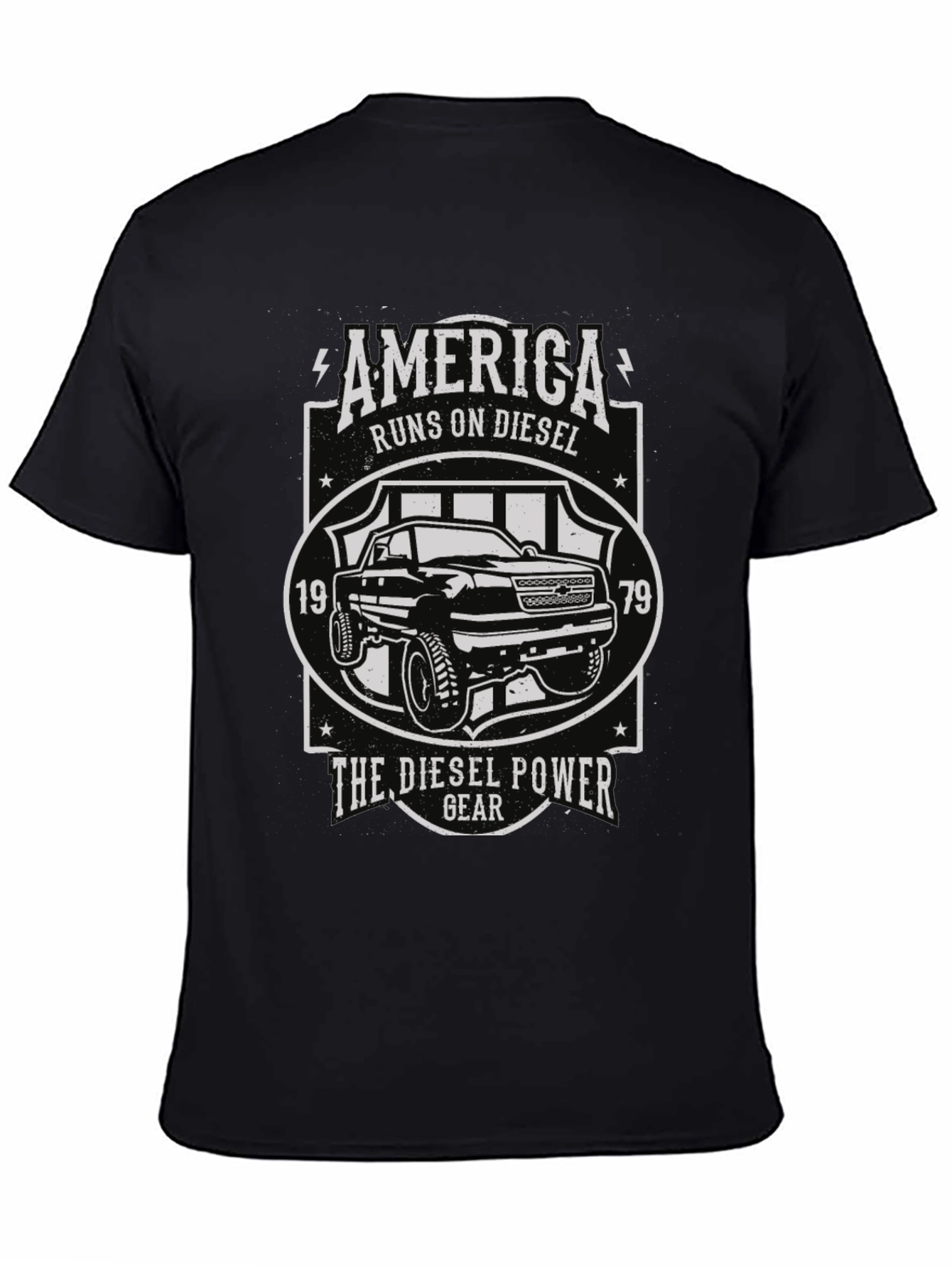 America Runs On Diesel Black Graphic Tee