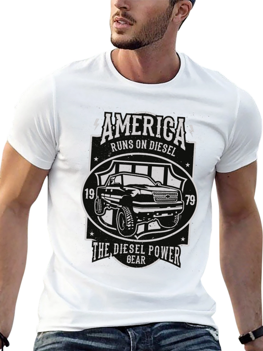 America Runs On Diesel Black Graphic Tee