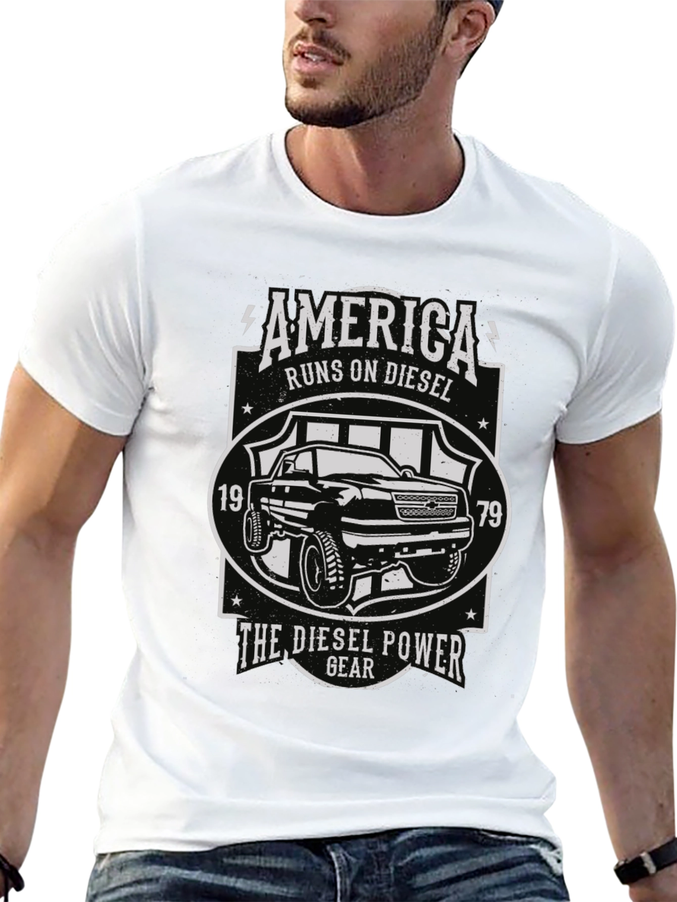 America Runs On Diesel Black Graphic Tee