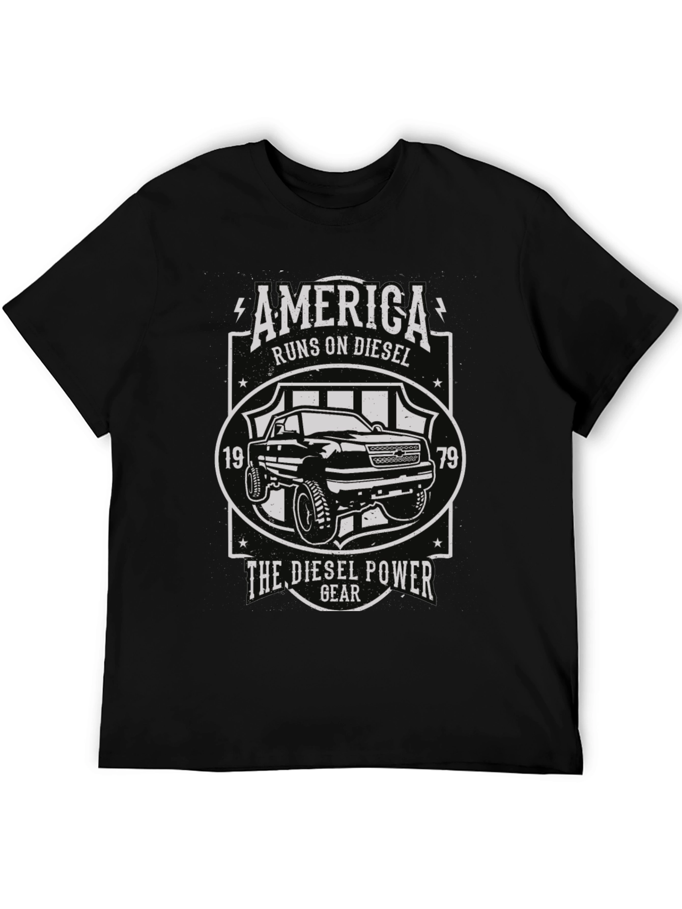 America Runs On Diesel Black Graphic Tee