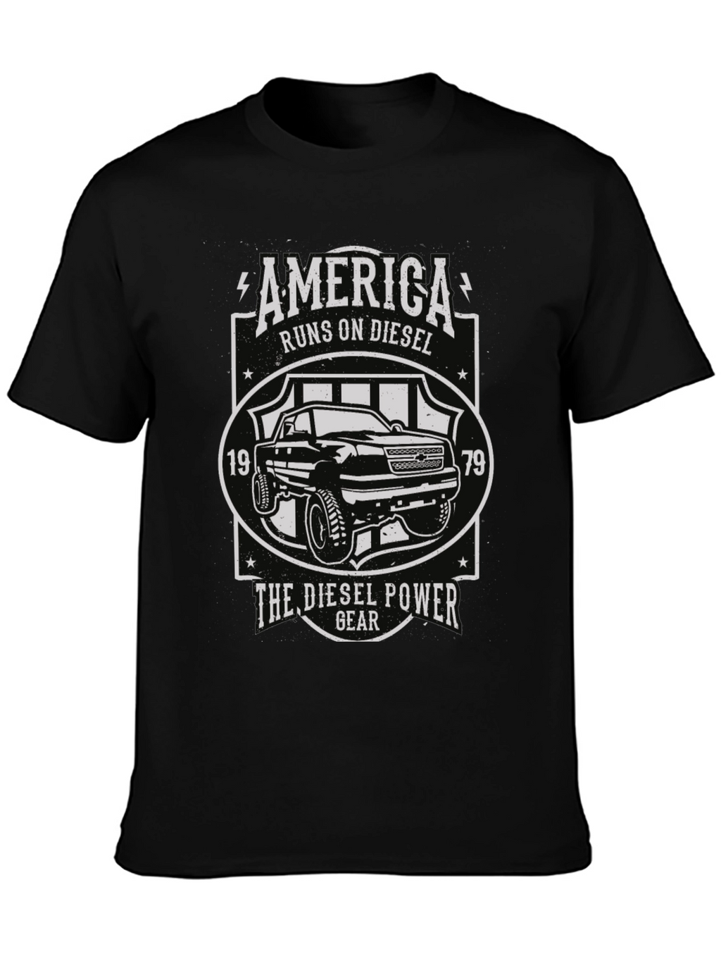 America Runs On Diesel Black Graphic Tee