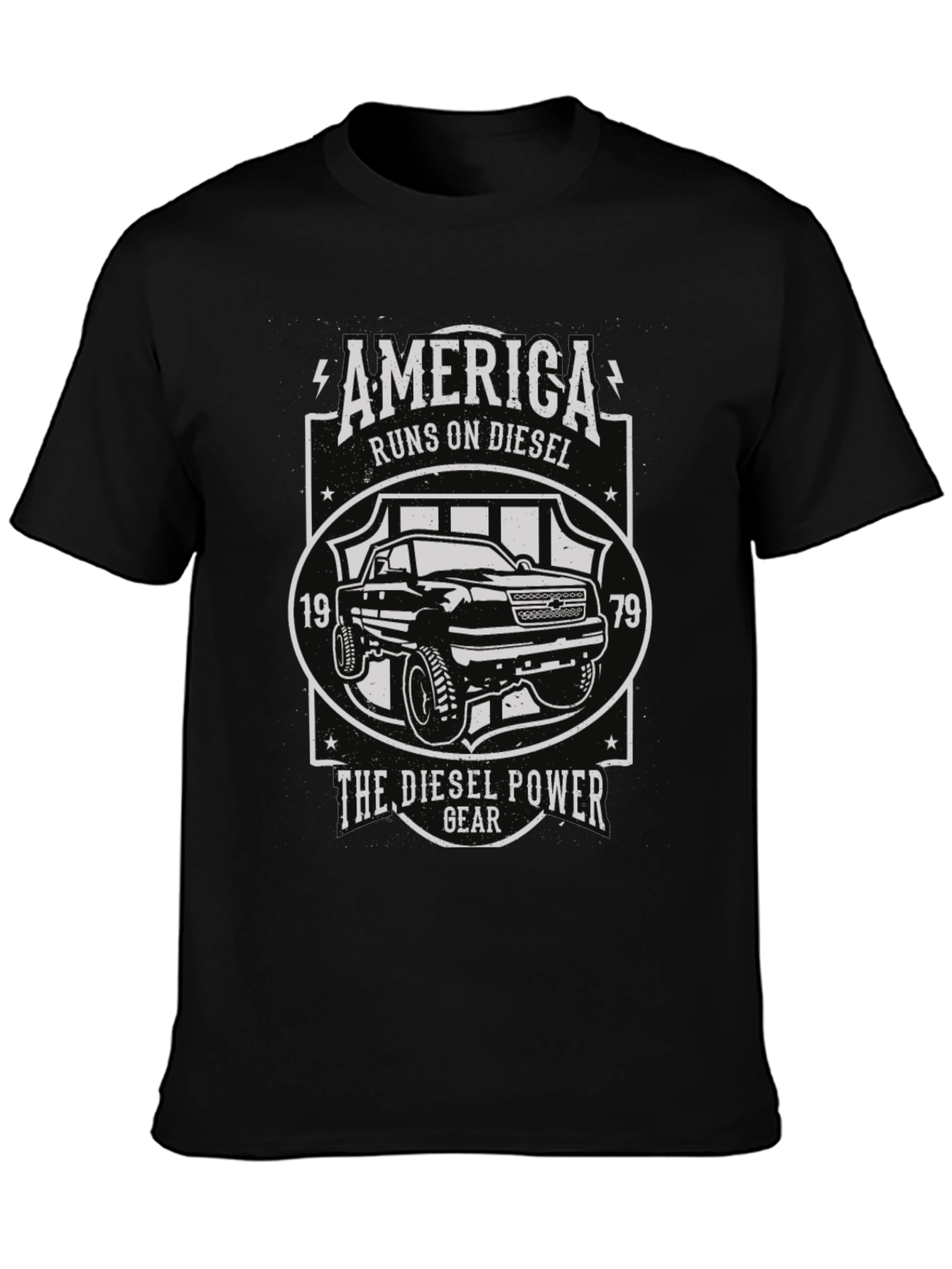 America Runs On Diesel Black Graphic Tee