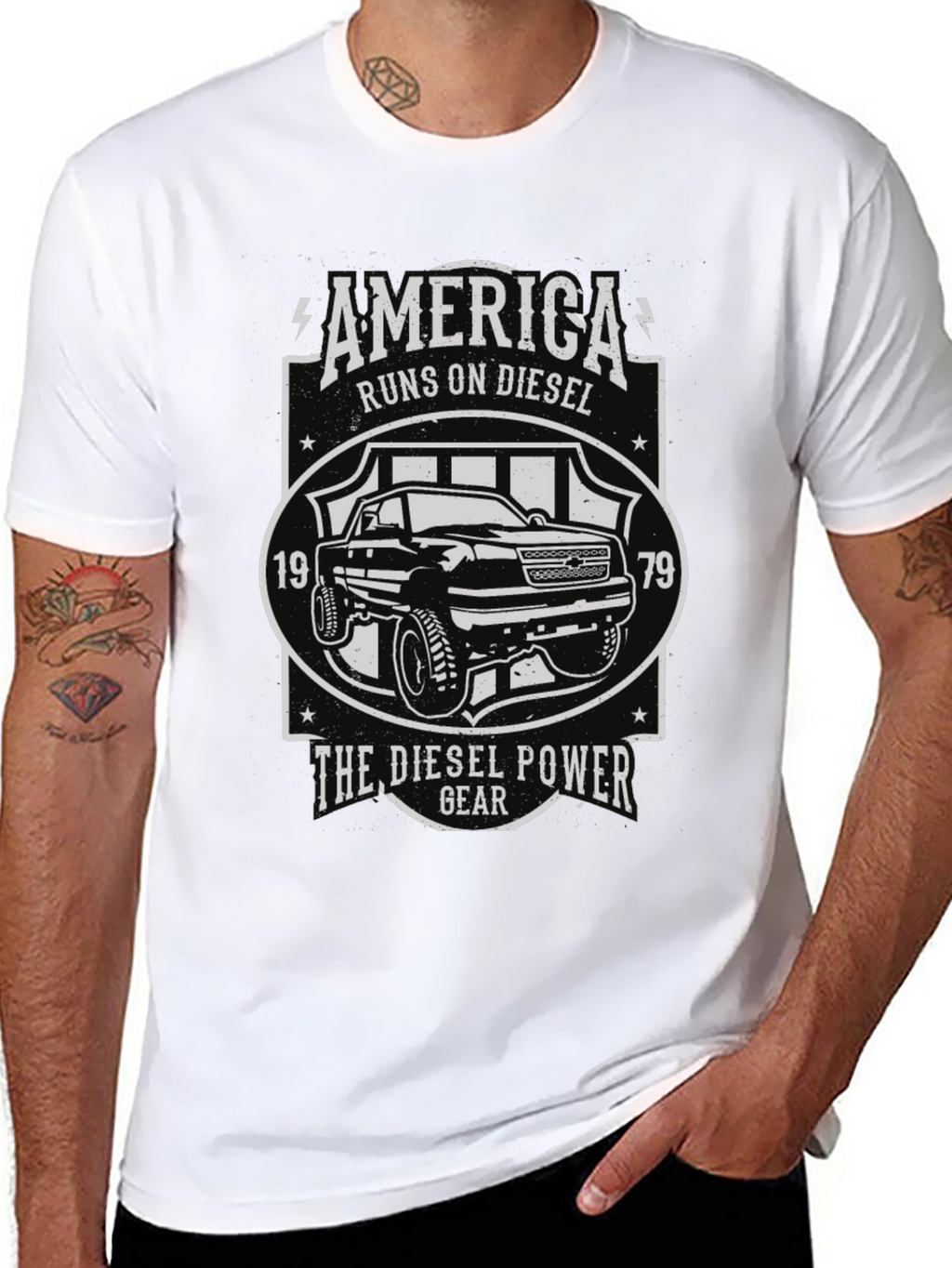 America Runs On Diesel Black Graphic Tee