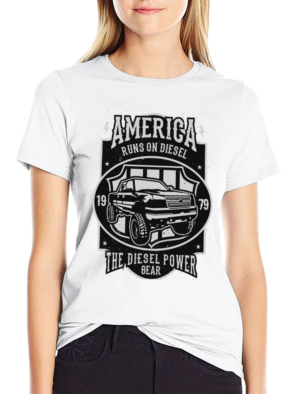 America Runs On Diesel Black Graphic Tee