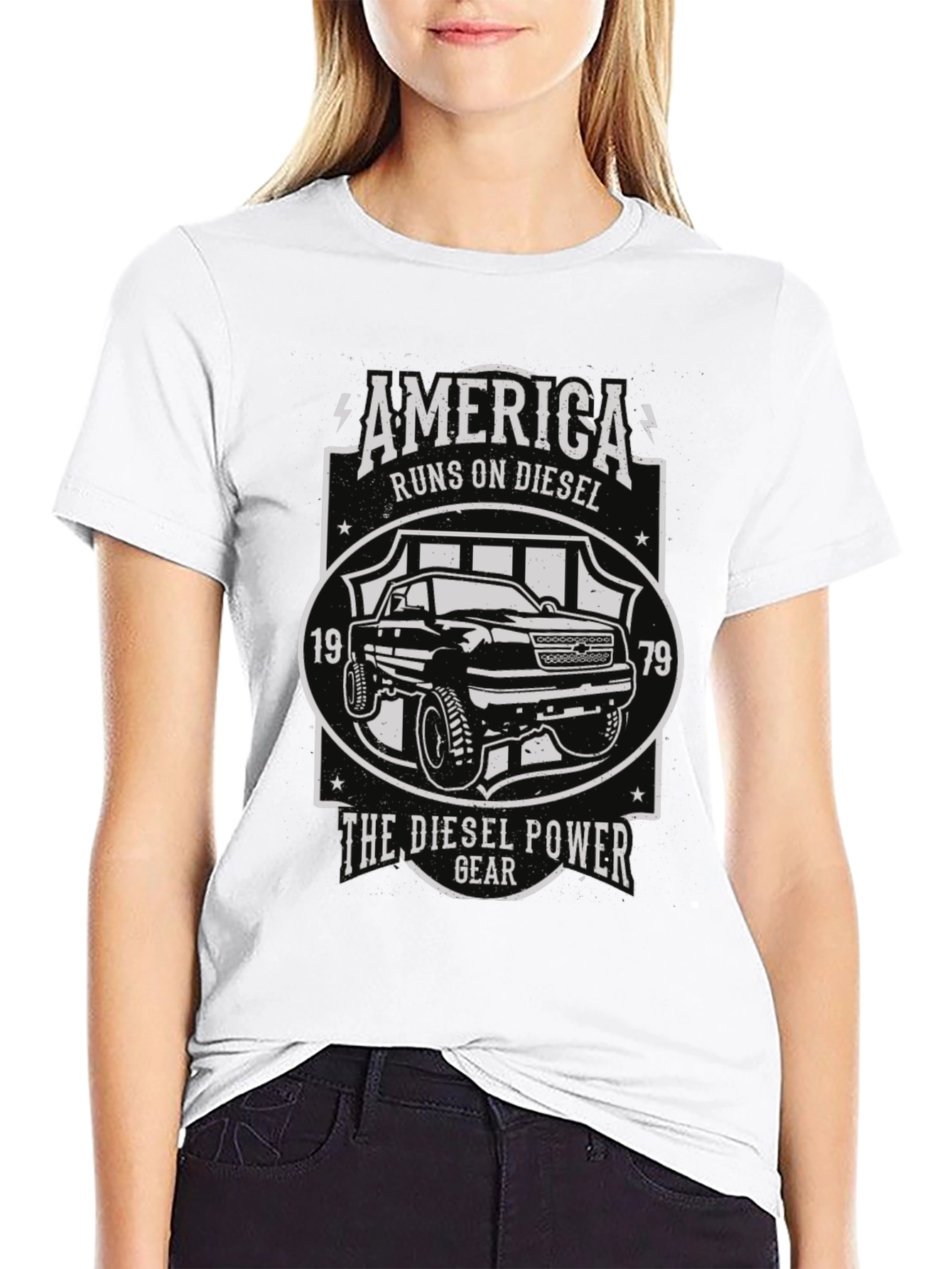 America Runs On Diesel Black Graphic Tee