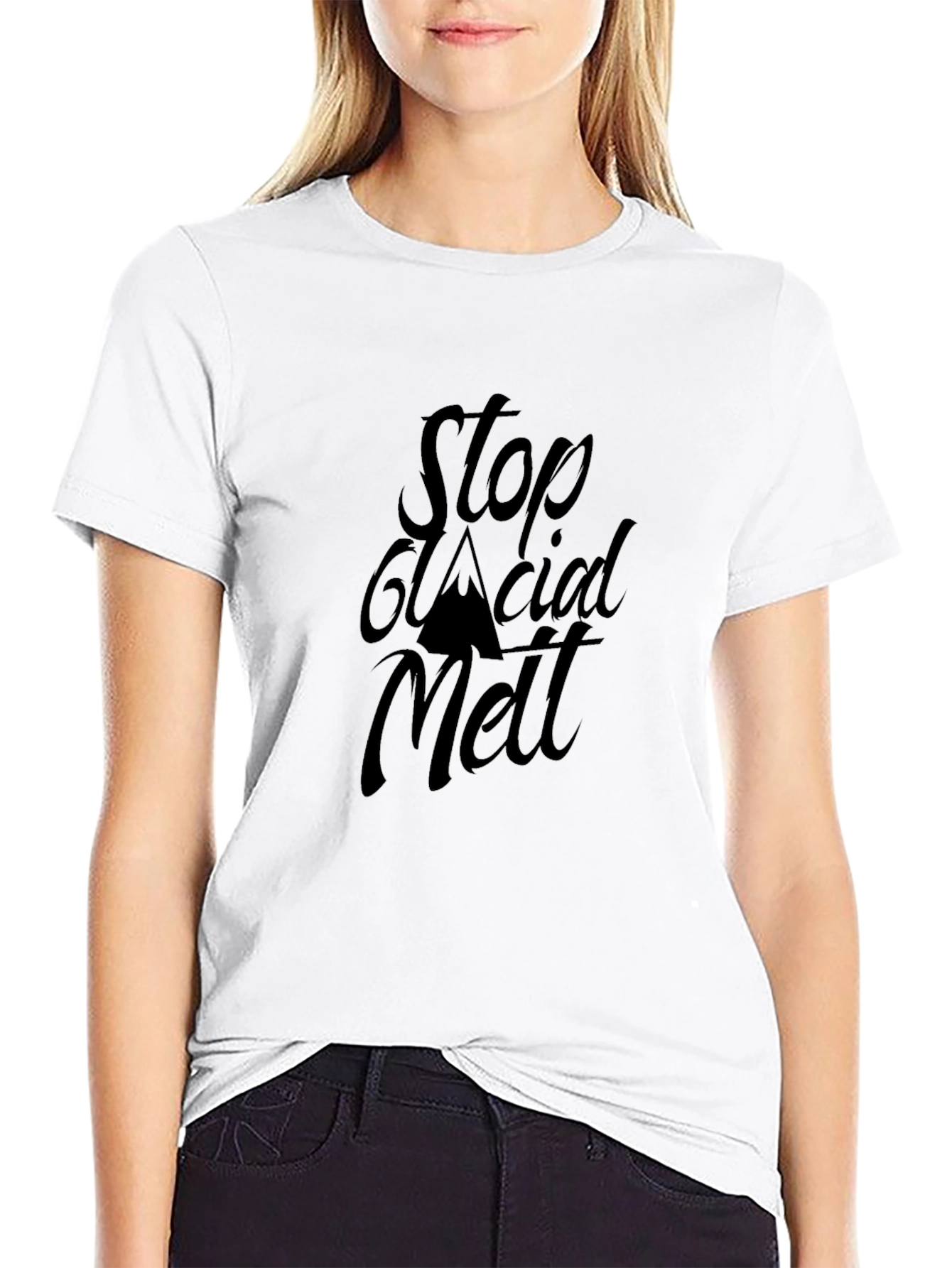 Stop Glacial Melt Black Crew Neck T-Shirt