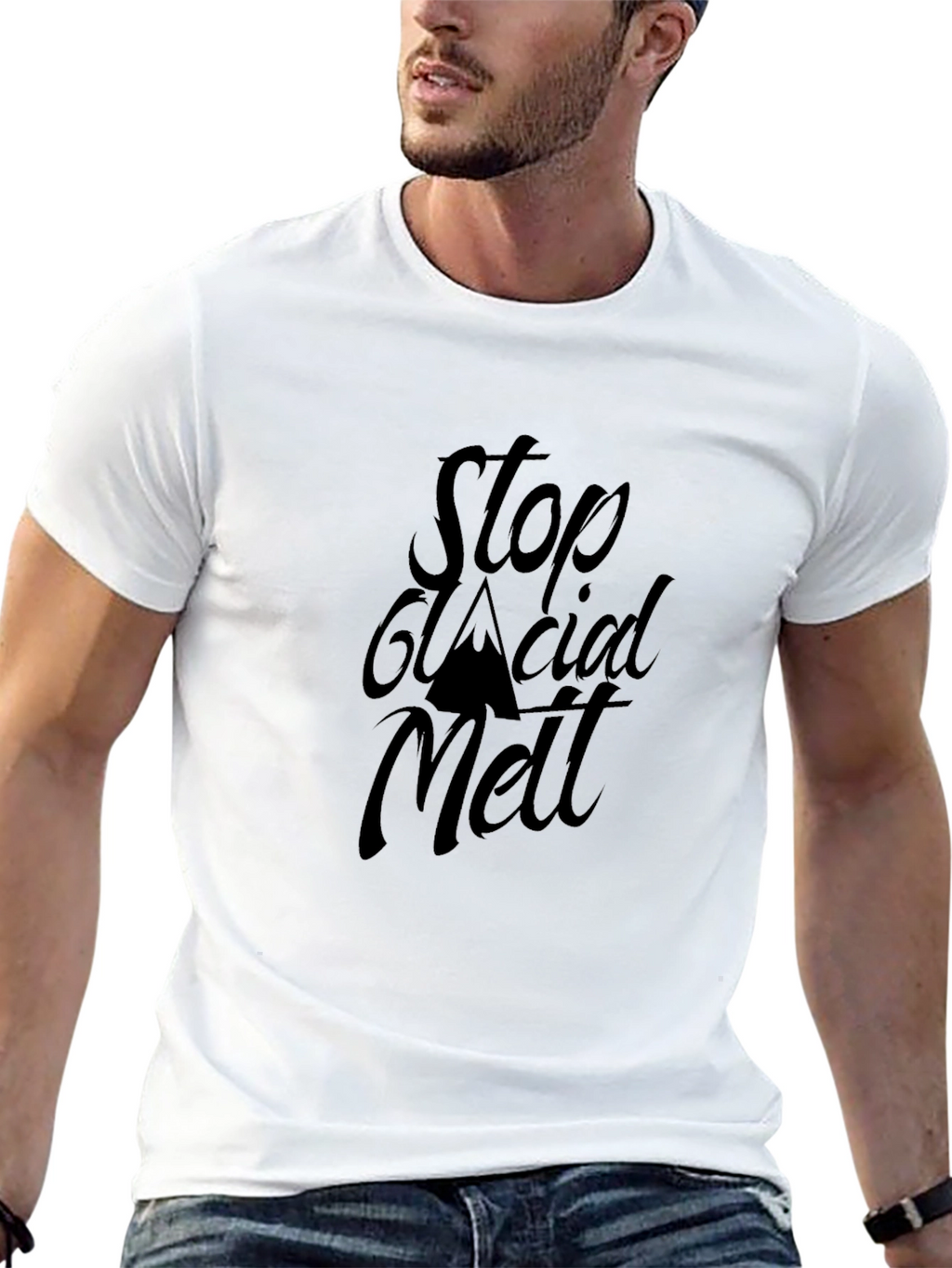 Stop Glacial Melt Black Crew Neck T-Shirt