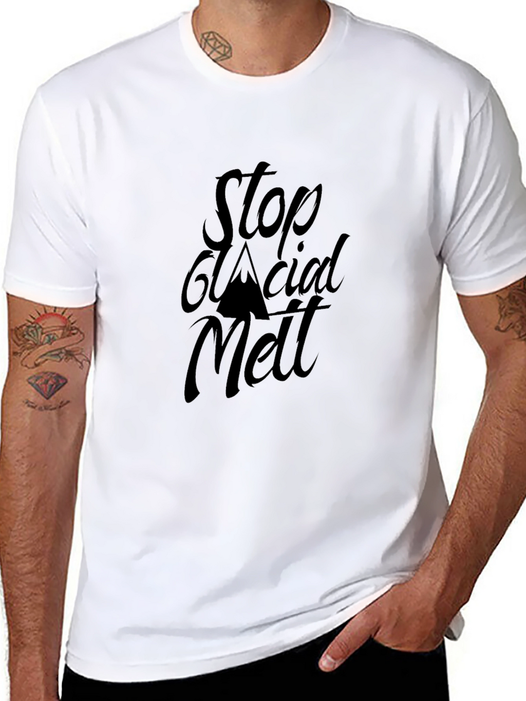 Stop Glacial Melt Black Crew Neck T-Shirt