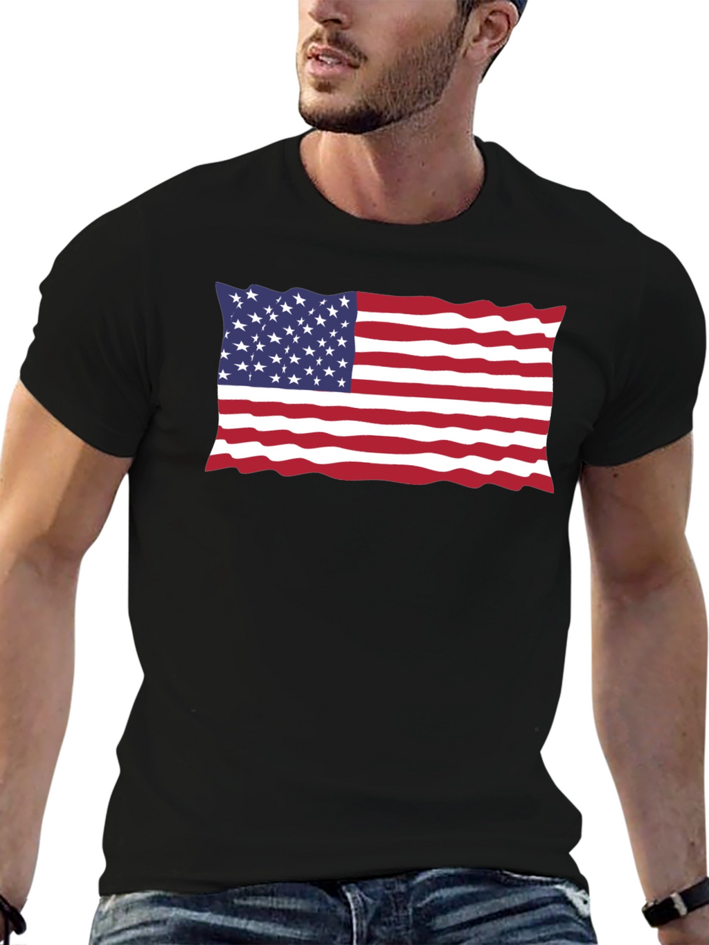 USA Flag Black T-Shirt