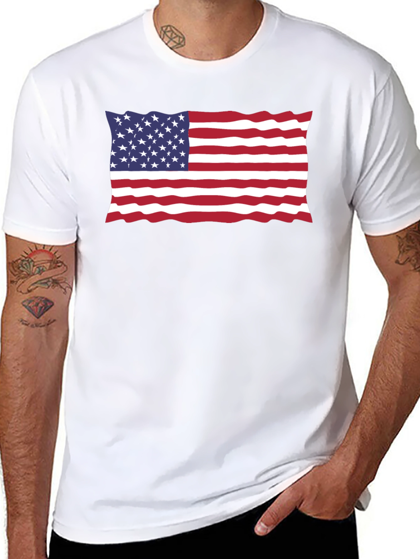 USA Flag Black T-Shirt