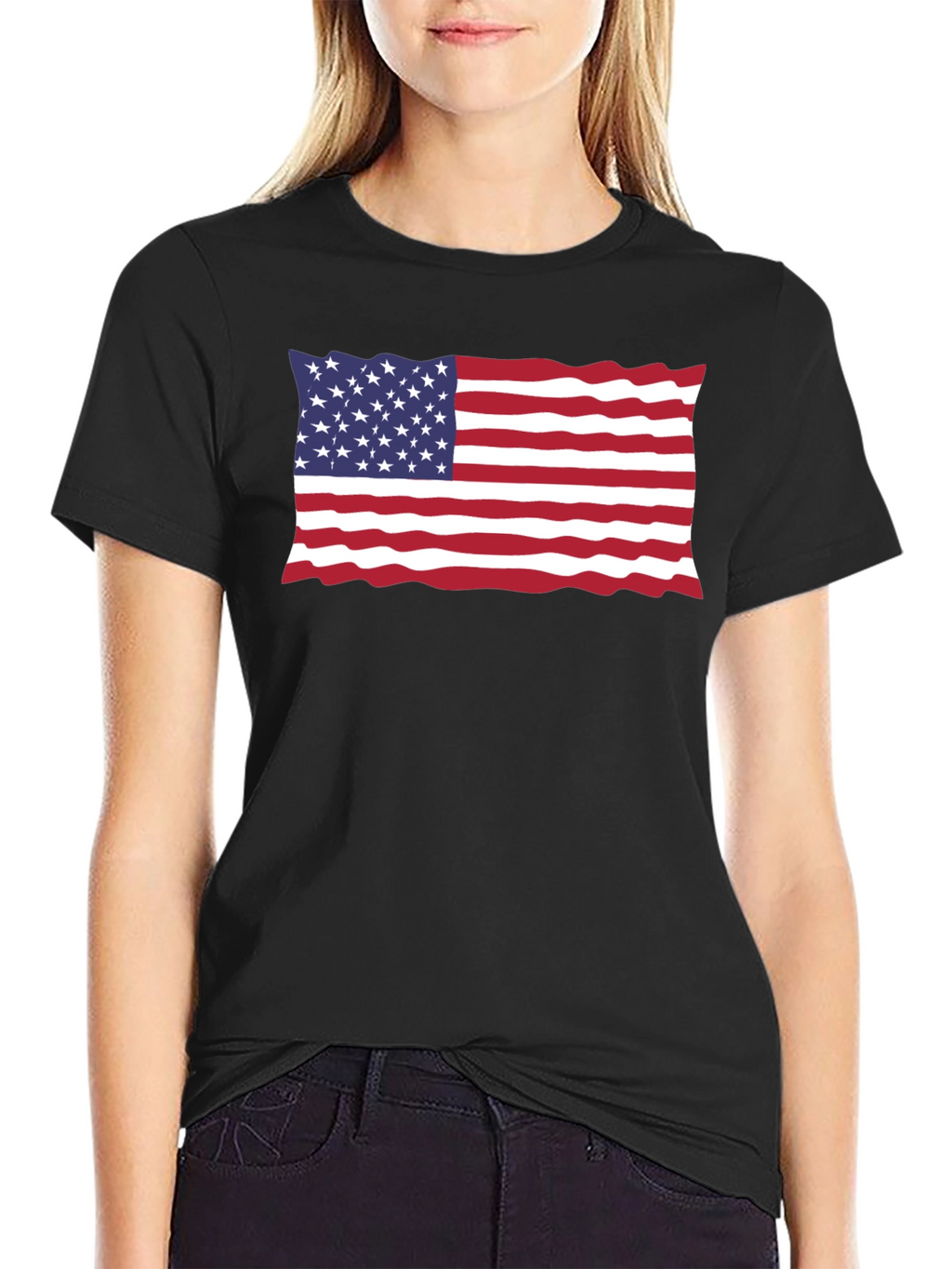 USA Flag Black T-Shirt