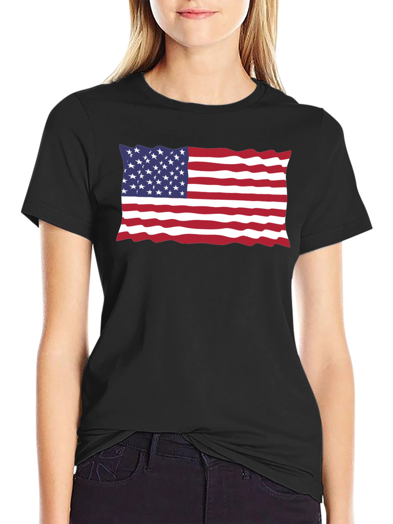 USA Flag Black T-Shirt