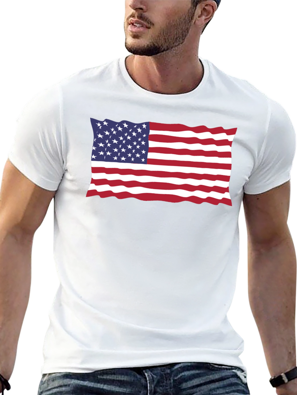 USA Flag Black T-Shirt