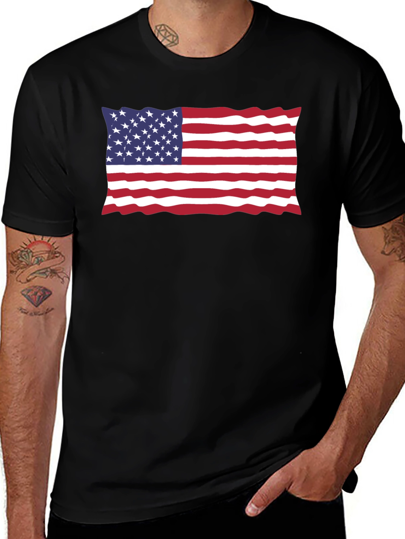 USA Flag Black T-Shirt
