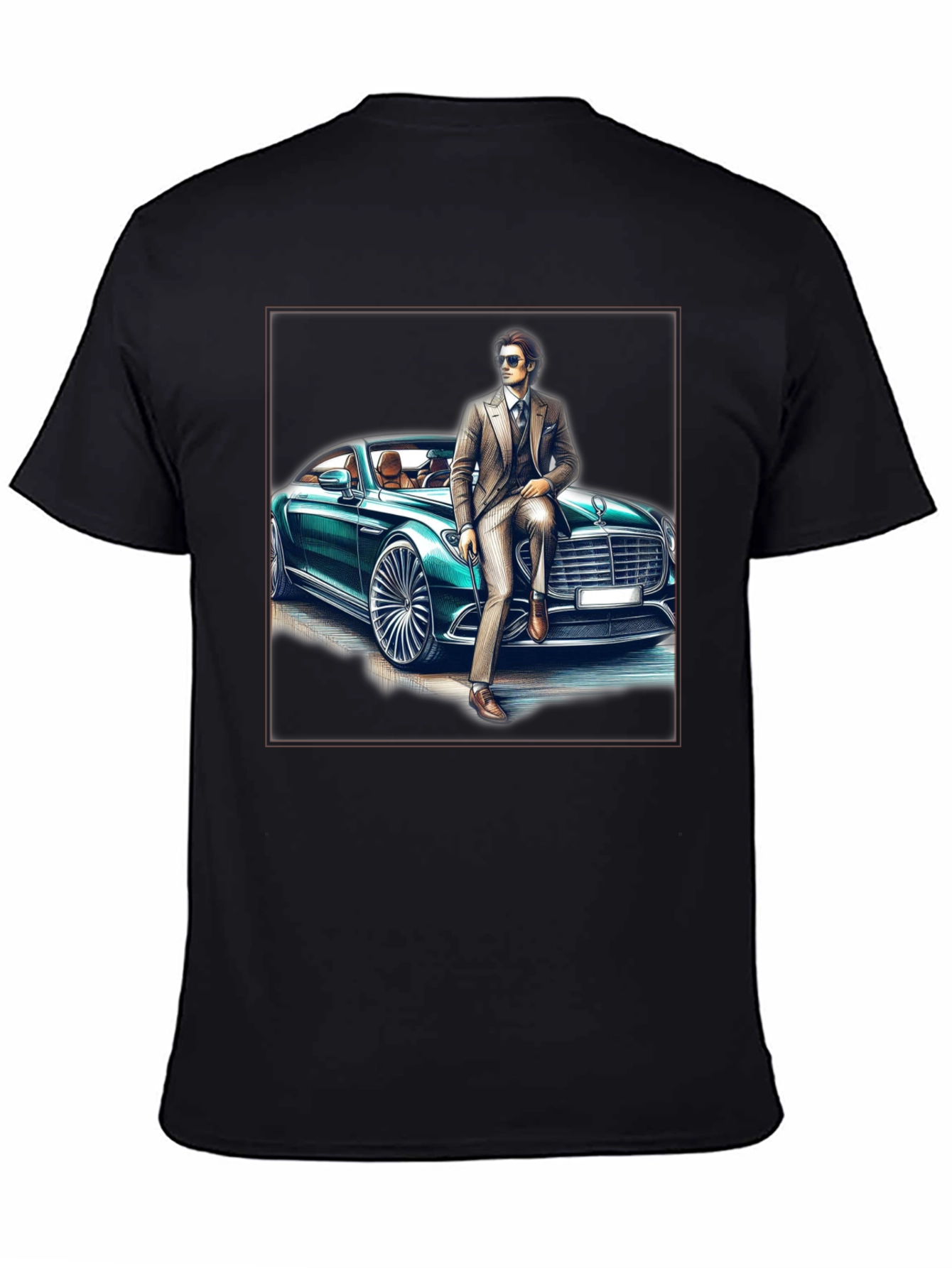 Stylish Man & Car Graphic Tee