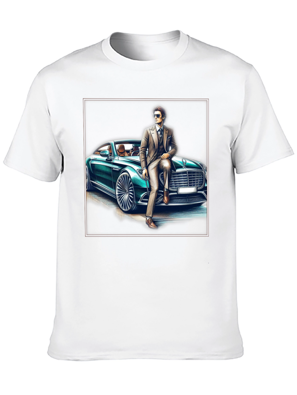 Stylish Man & Car Graphic Tee