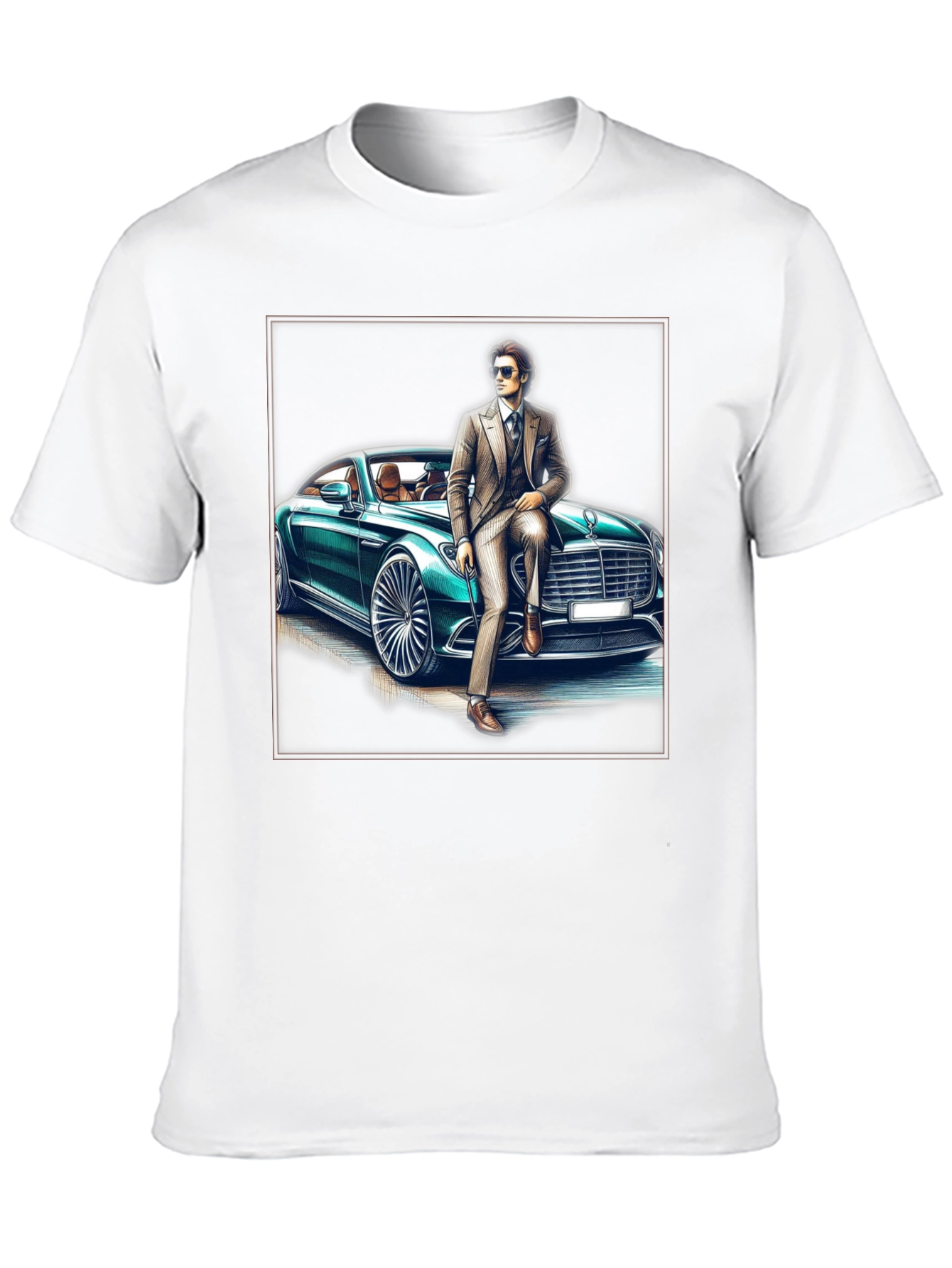 Stylish Man & Car Graphic Tee