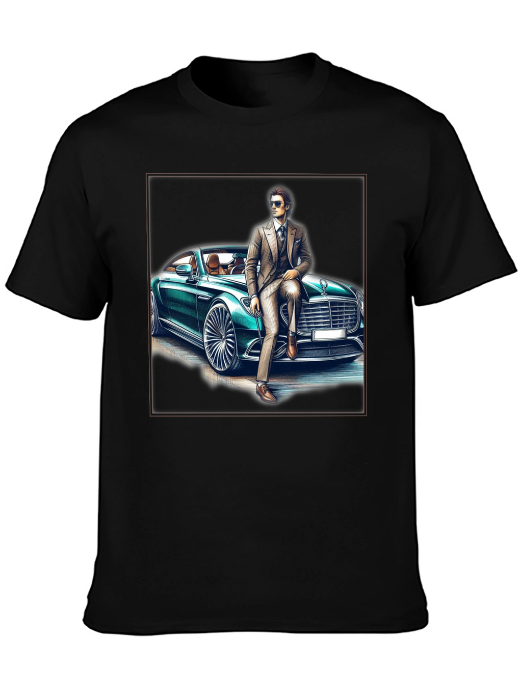 Stylish Man & Car Graphic Tee