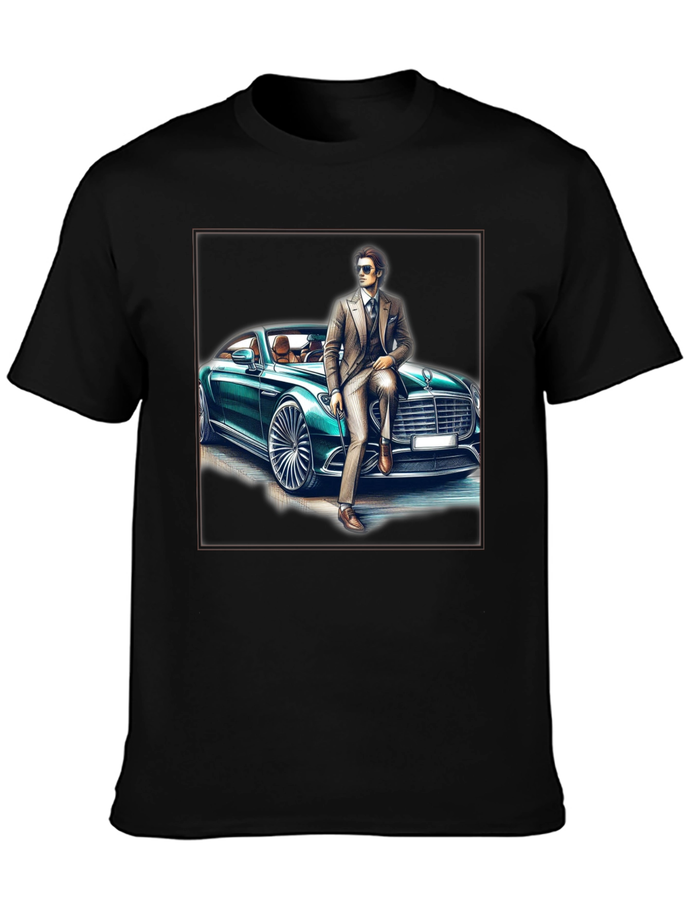 Stylish Man & Car Graphic Tee