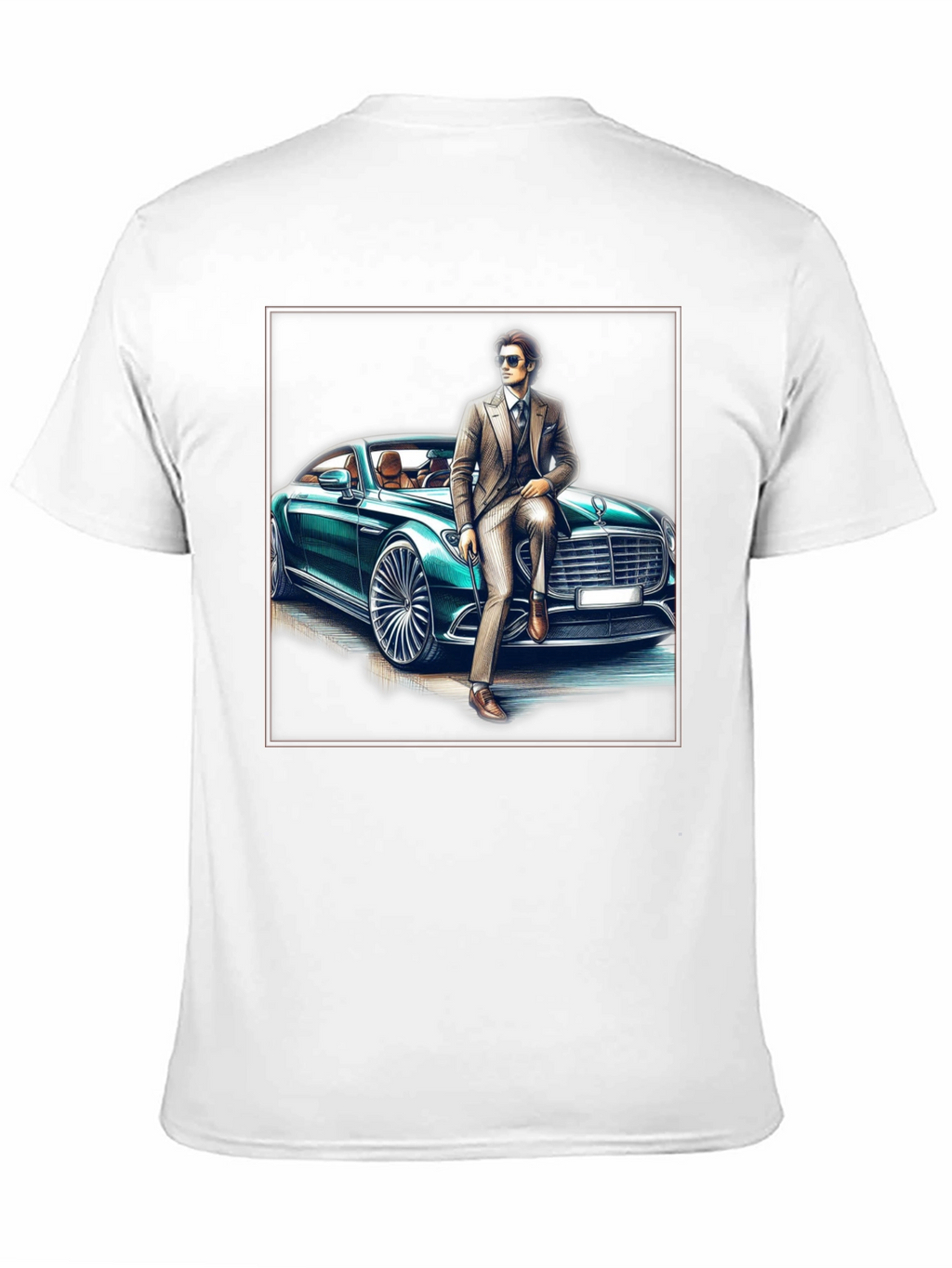 Stylish Man & Car Graphic Tee