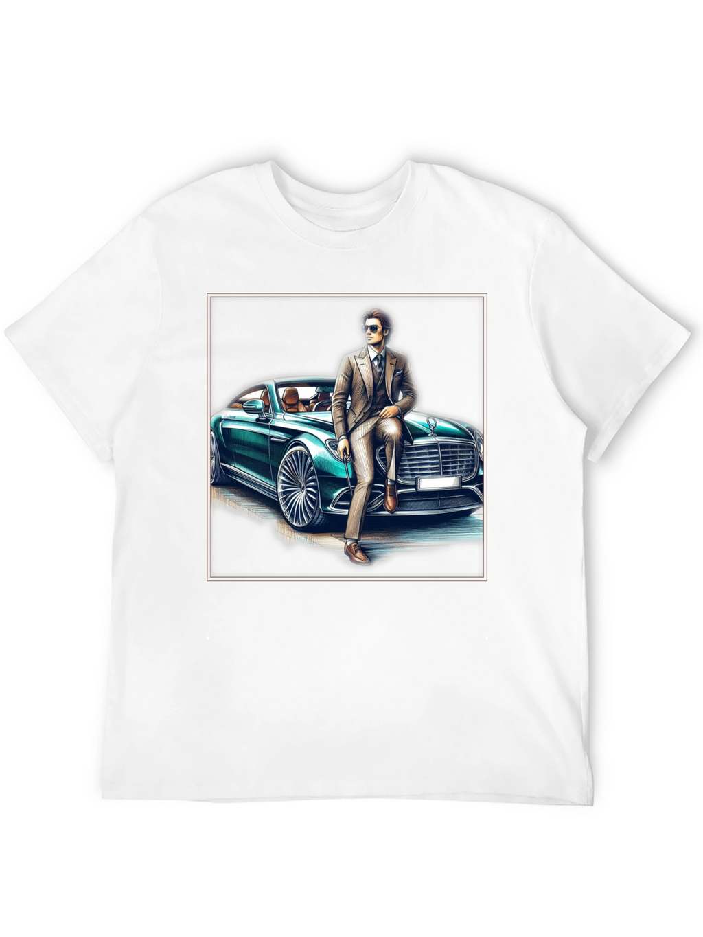 Stylish Man & Car Graphic Tee