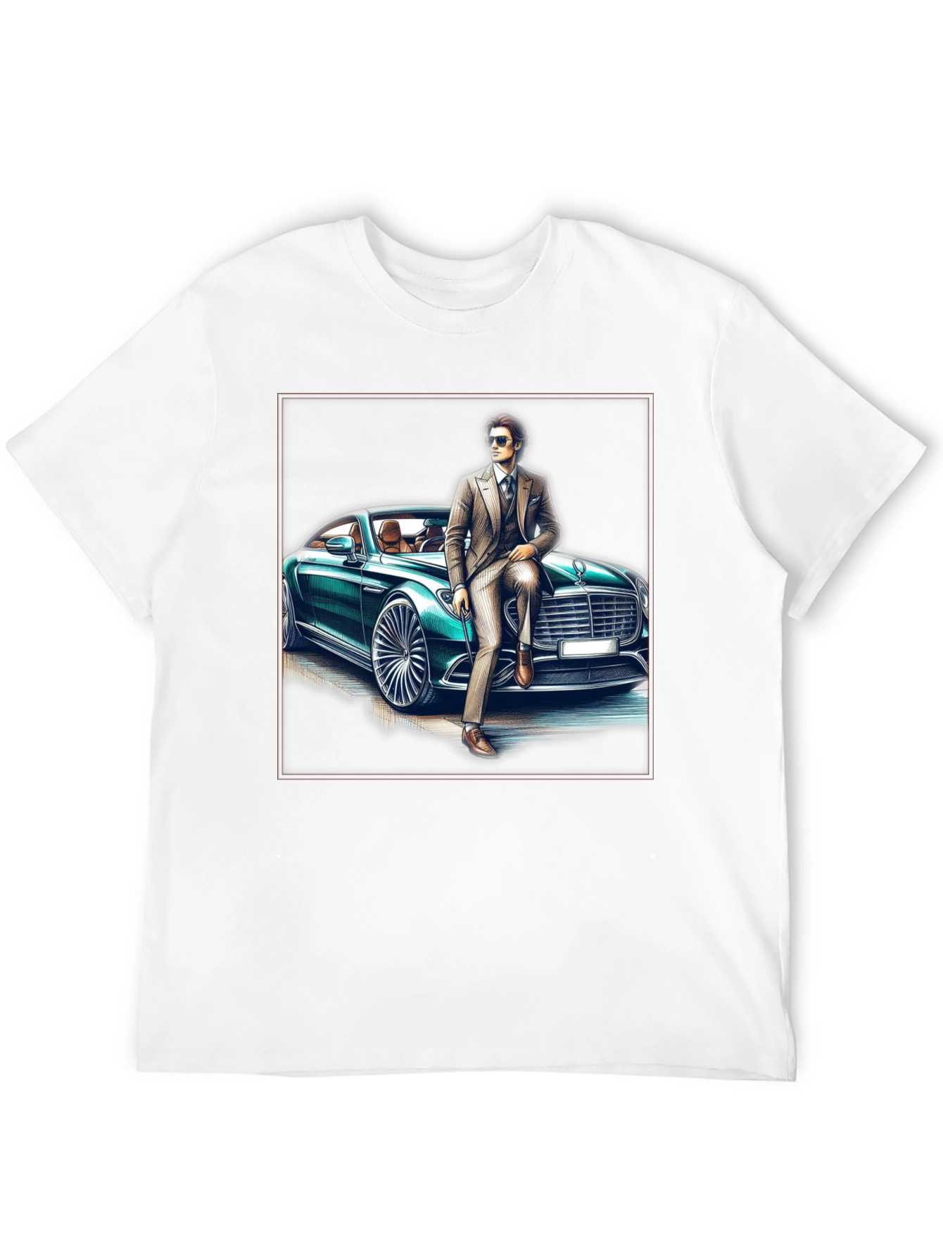 Stylish Man & Car Graphic Tee