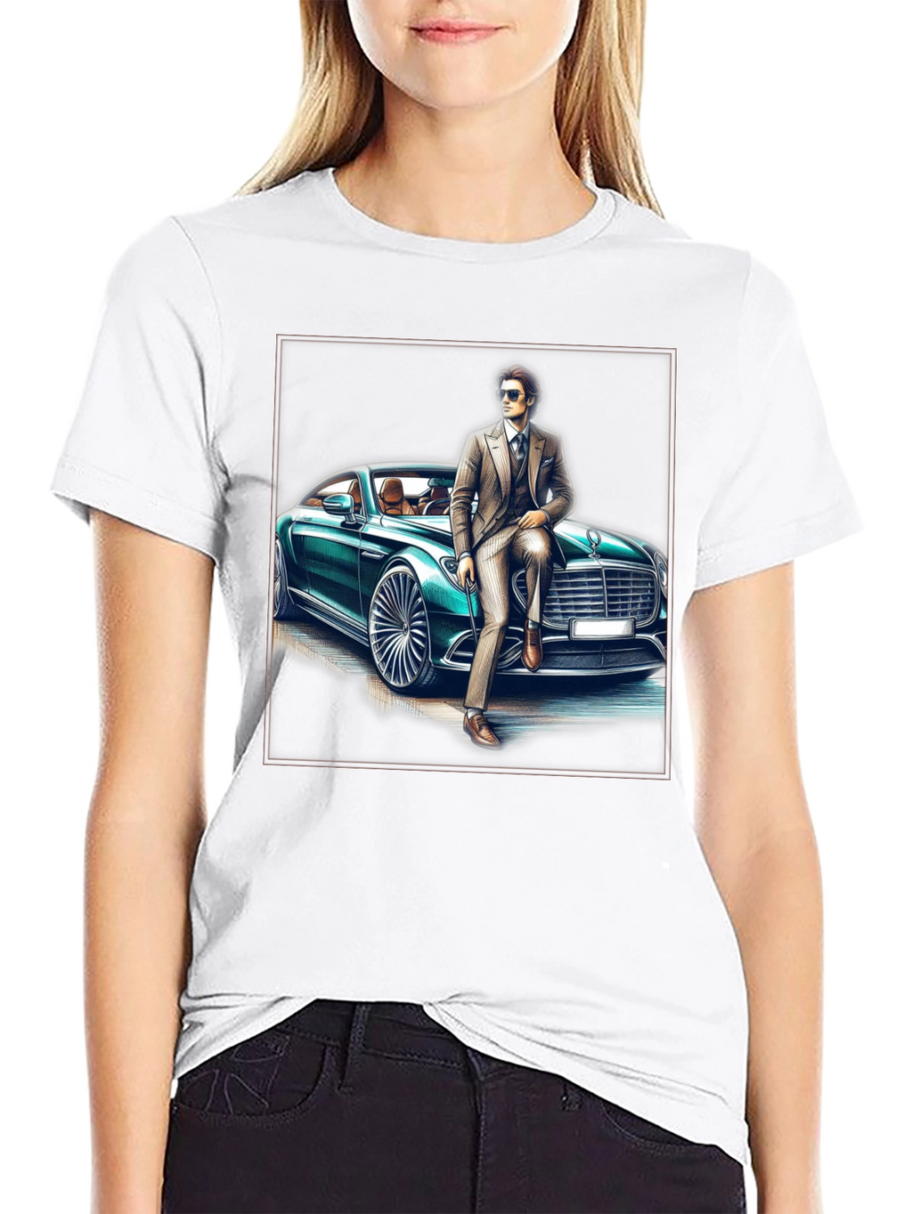Stylish Man & Car Graphic Tee